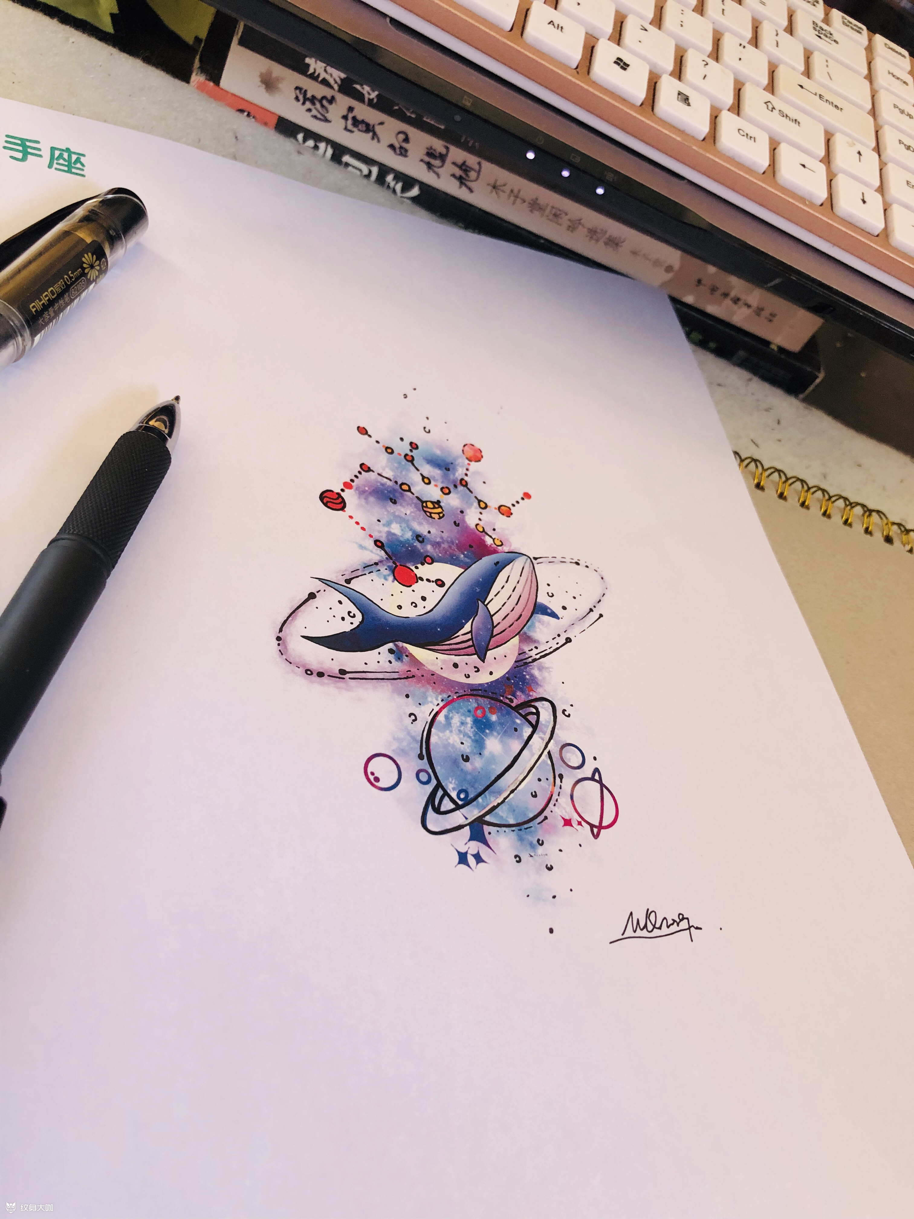星系小清新射手座_纹身图案手稿图片_穆清–私人订制的纹身作品集