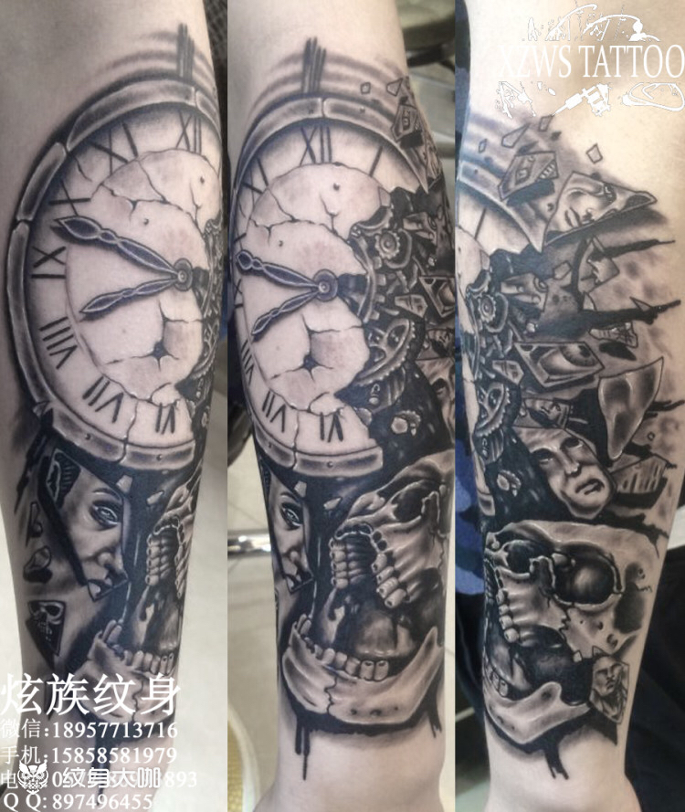 时钟7615_纹身图案手稿图片_阿飞的纹身作品集