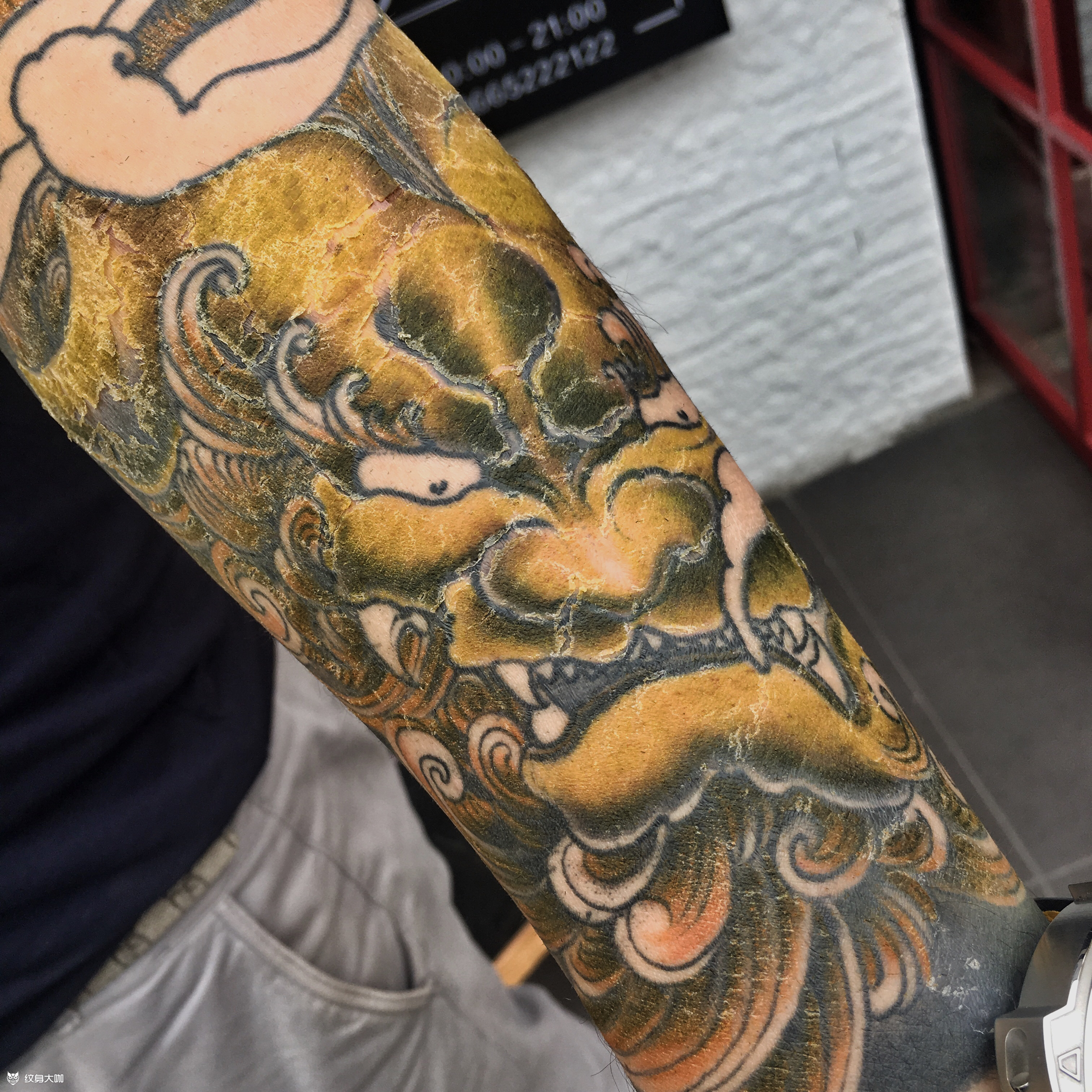 唐狮花臂未完_纹身图案手稿图片_高长春的纹身作品集