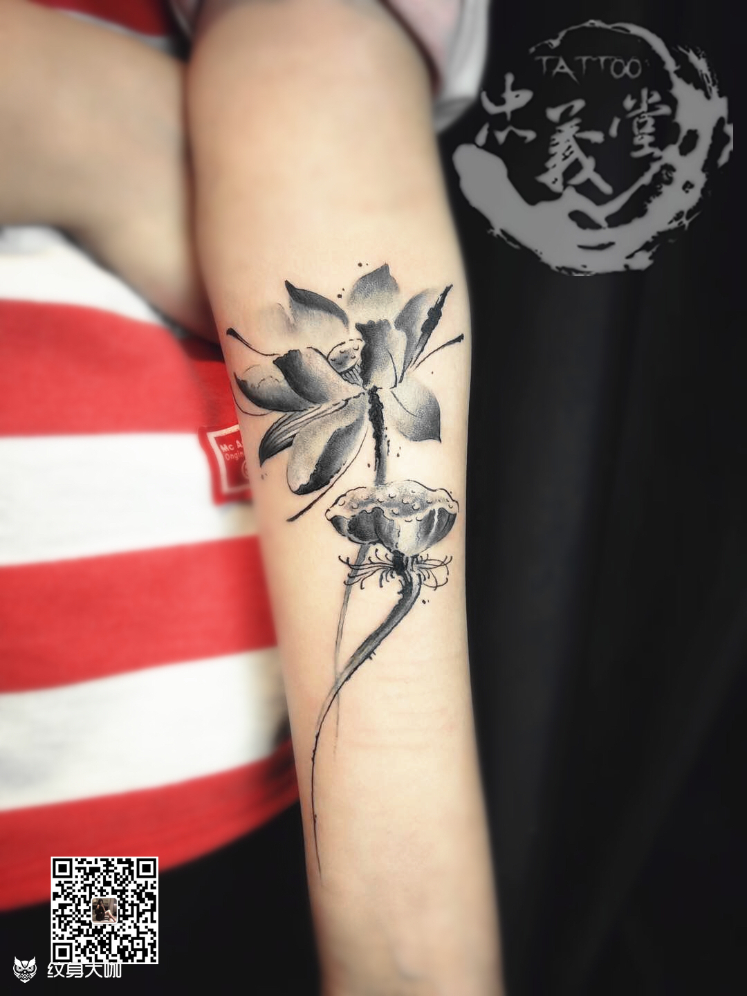 水墨莲花_纹身图案手稿图片_忠义堂的纹身作品集