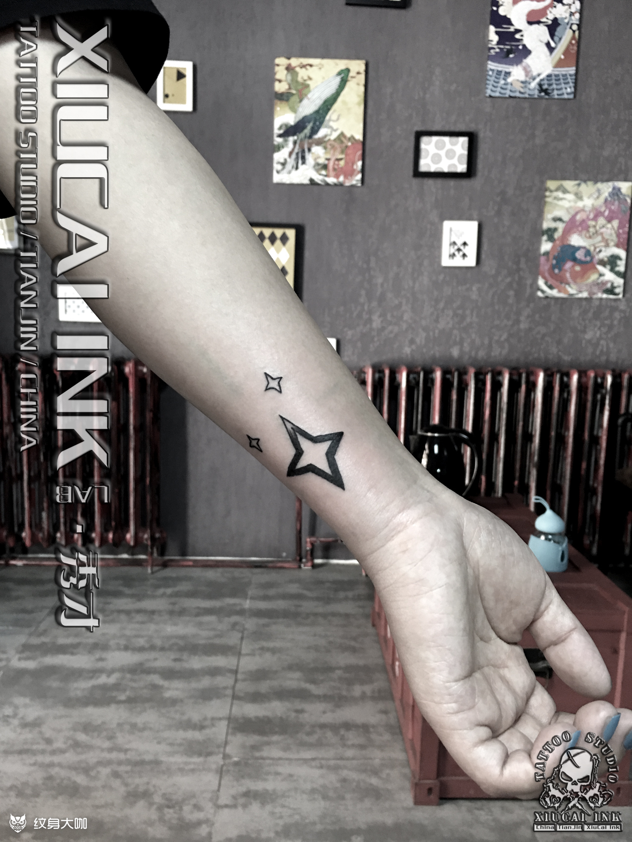 今日作业,网红同款四角星_纹身图案手稿图片_l3s的纹身作品集