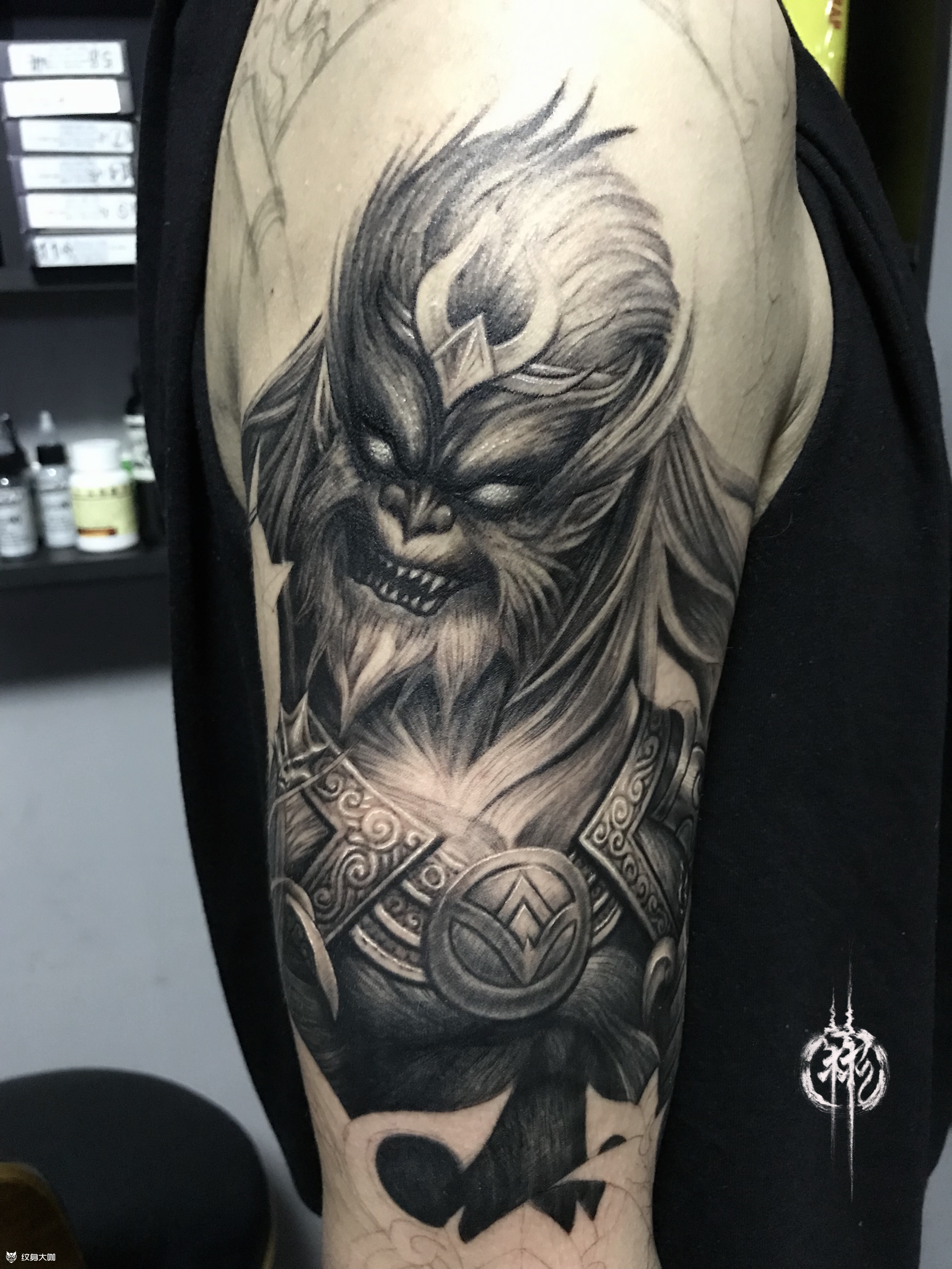 妖猴花臂_纹身图案手稿图片_彬的纹身作品集