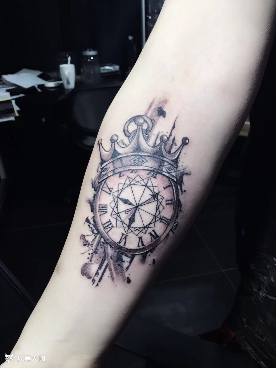 钟表_纹身图案手稿图片_二月的纹身作品集