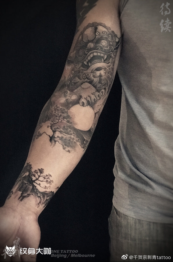 唐狮子_纹身图案手稿图片_千贺宗任亮的纹身作品集