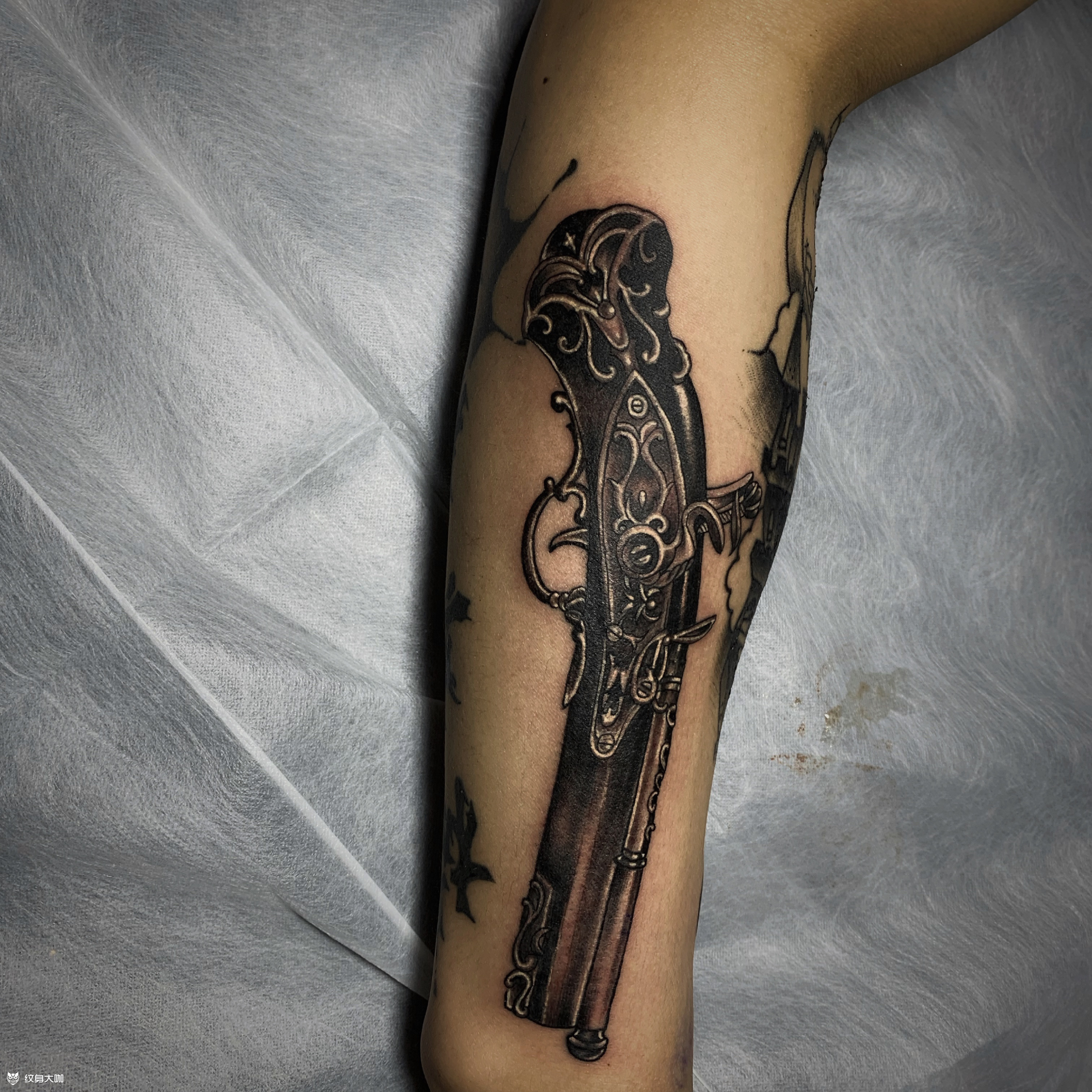 火药枪_纹身图案手稿图片_刘威的纹身作品集