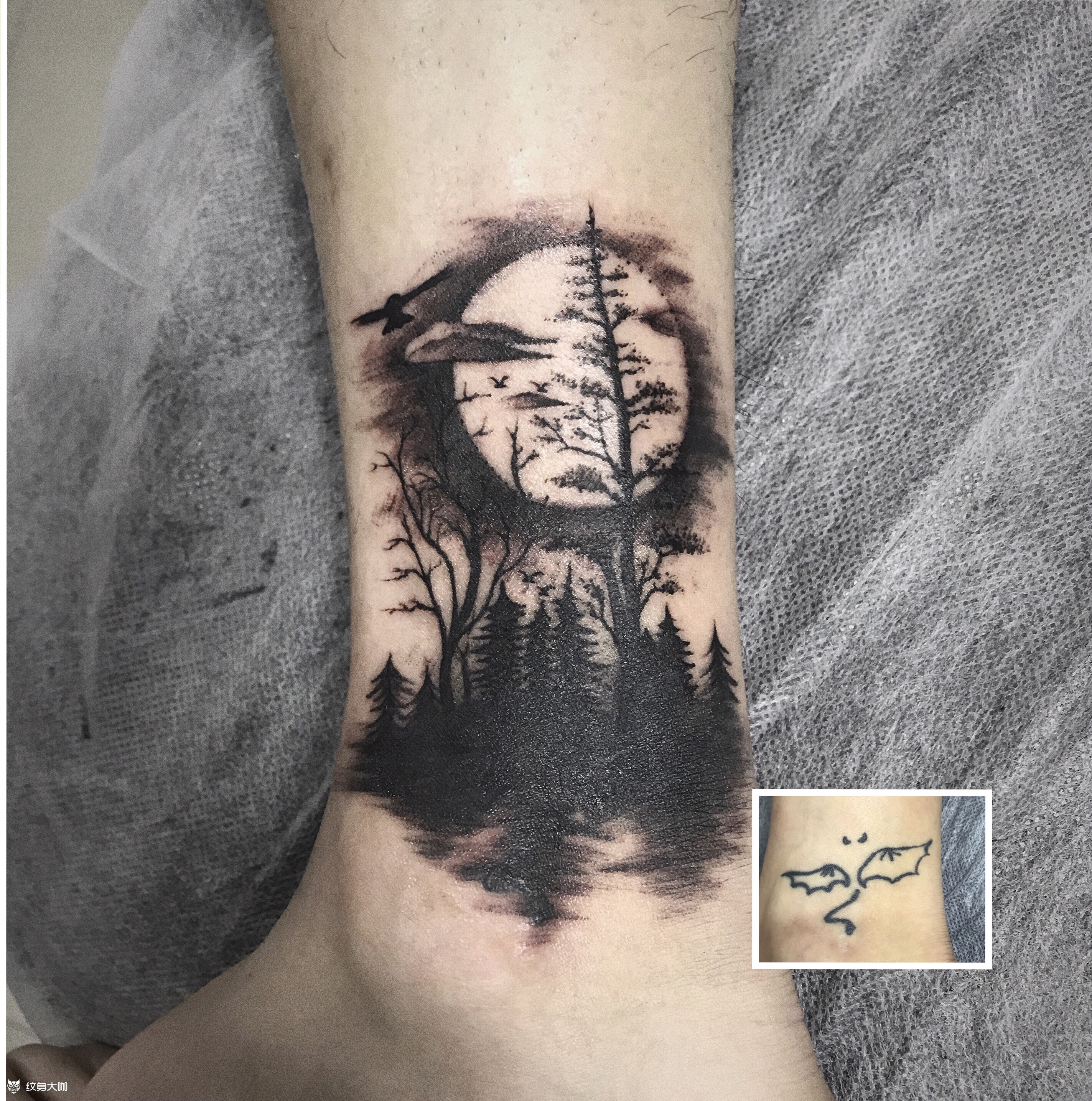 森林遮盖_纹身图案手稿图片_jiang的纹身作品集