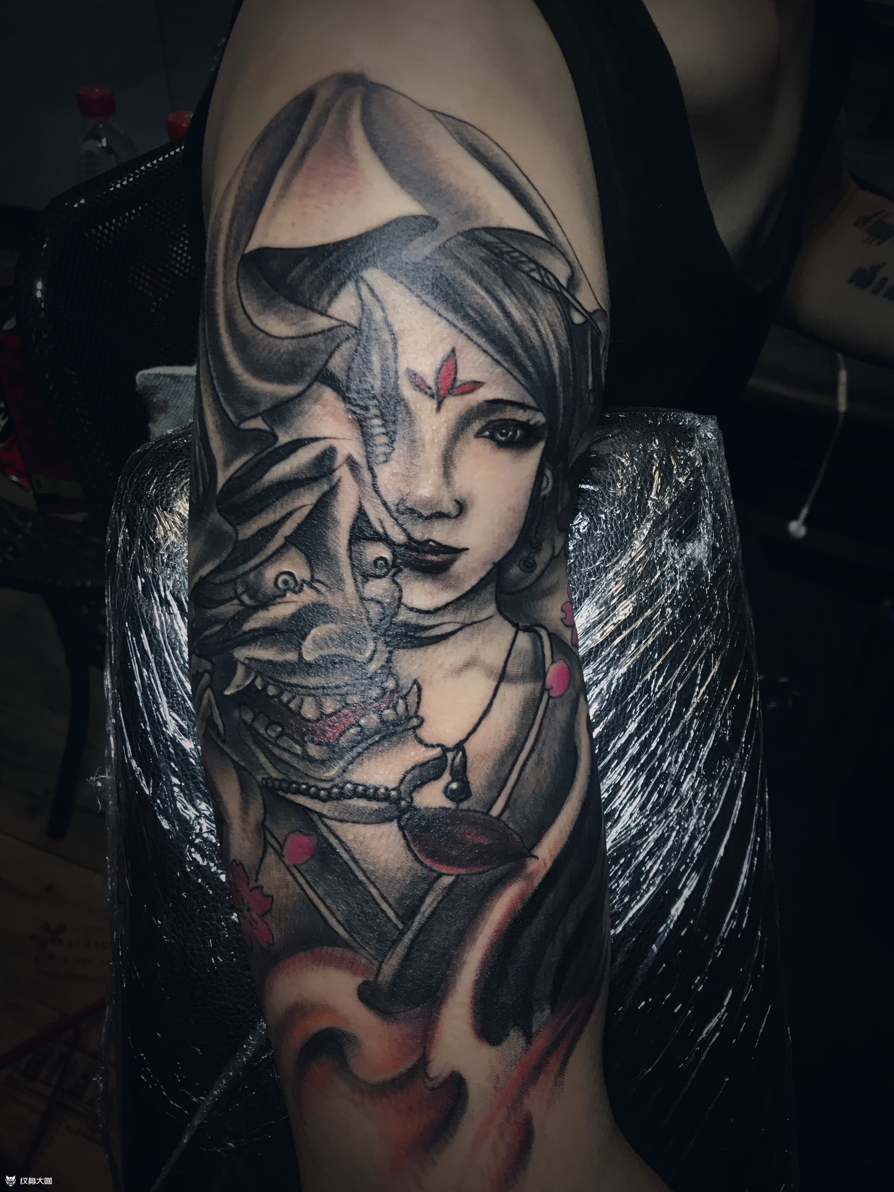 大臂艺伎修改_纹身图案手稿图片_洪生的纹身作品集