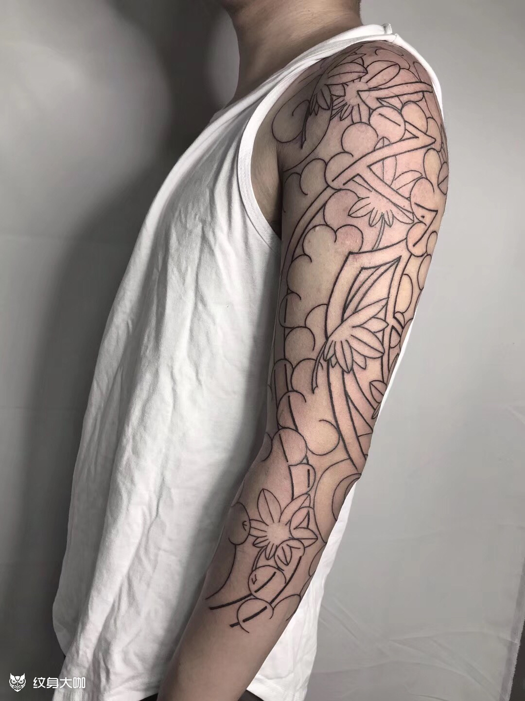 七分袖花臂_纹身图案手稿图片_谛酉小贤的纹身作品集