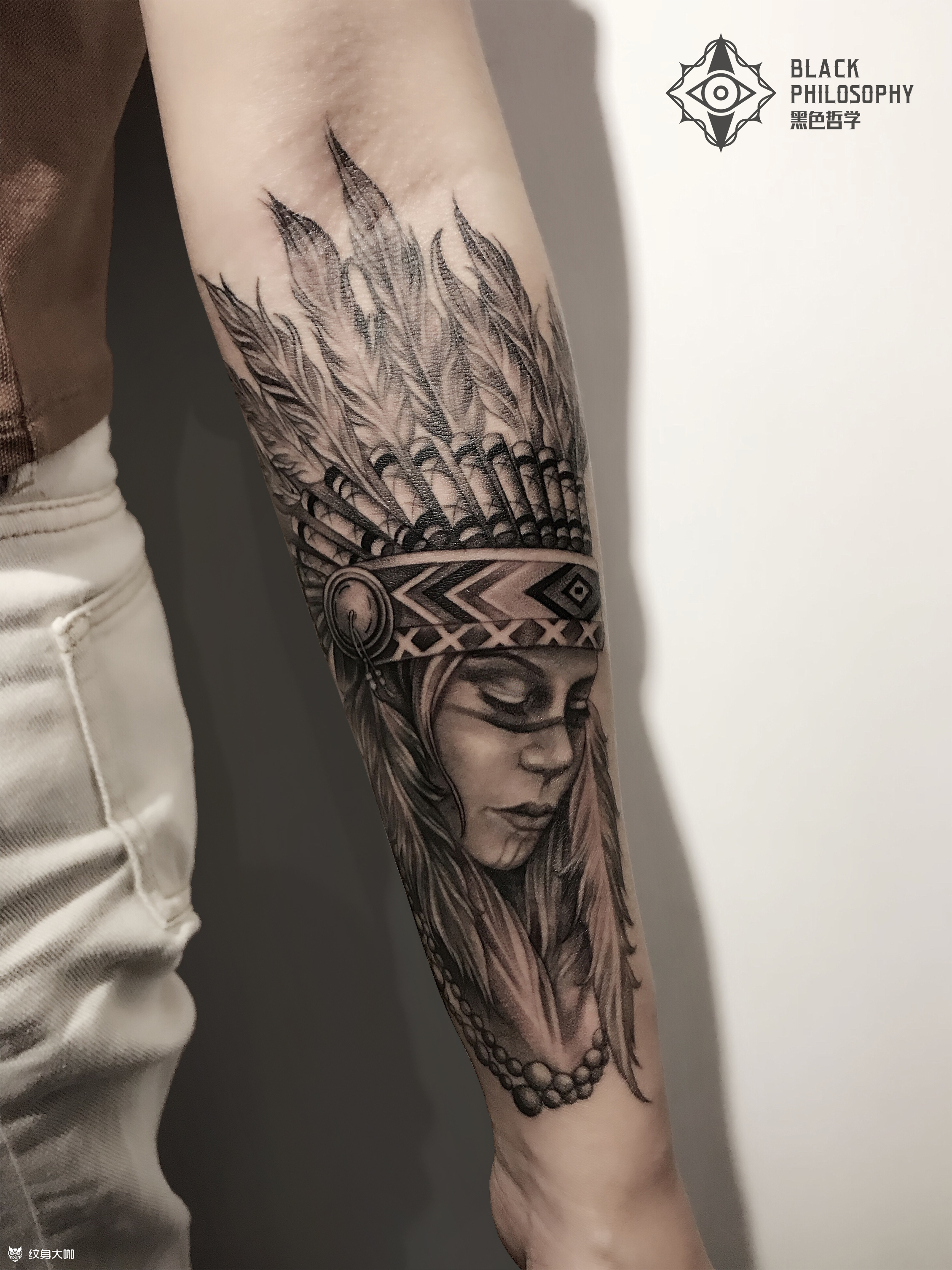 印第安女孩描图就描了好久.累_纹身吧社区 - 纹身大咖