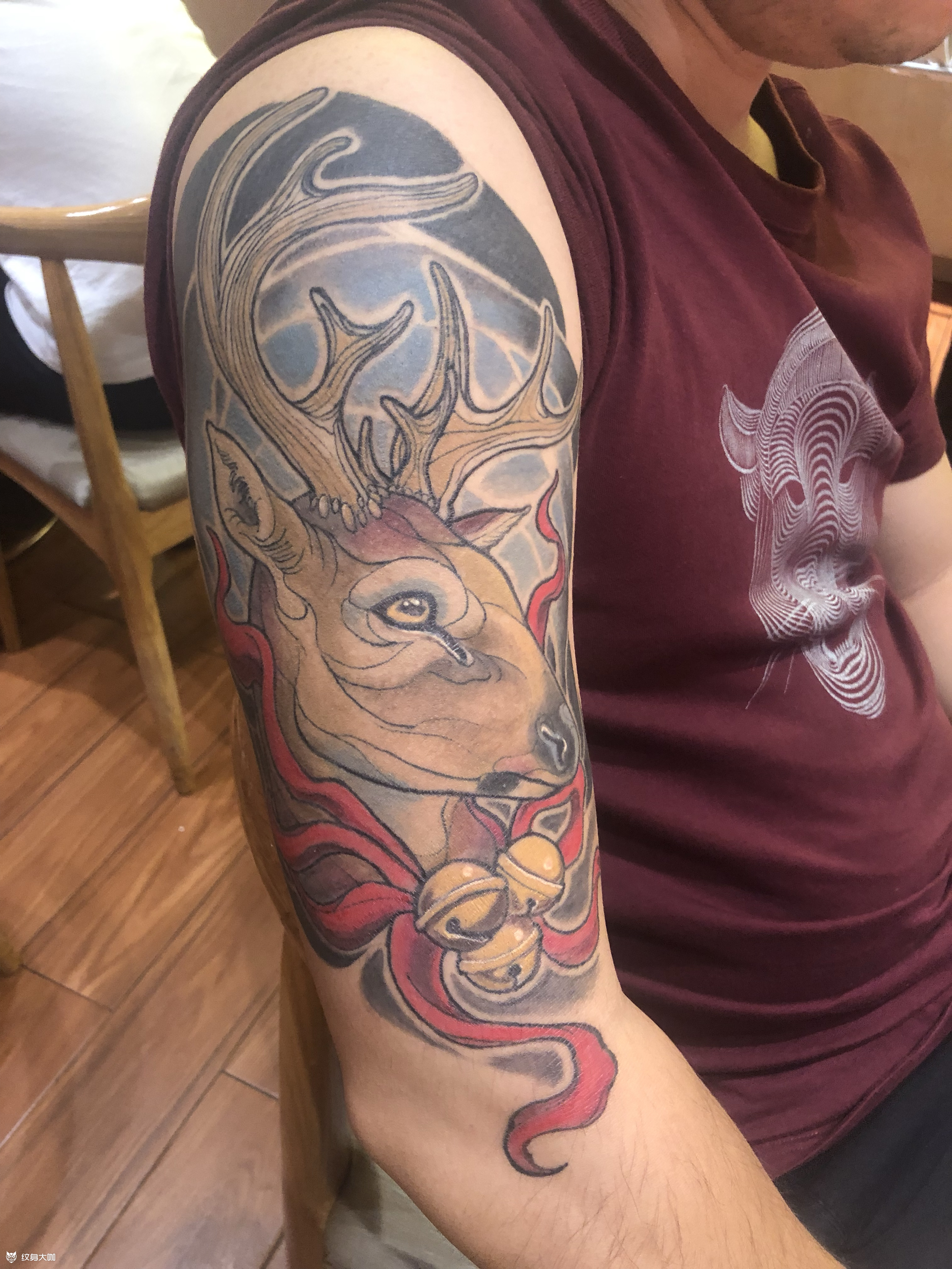 欧洲新传统,雄鹿,恢复后_纹身图案手稿图片_齐叁岁的纹身作品集