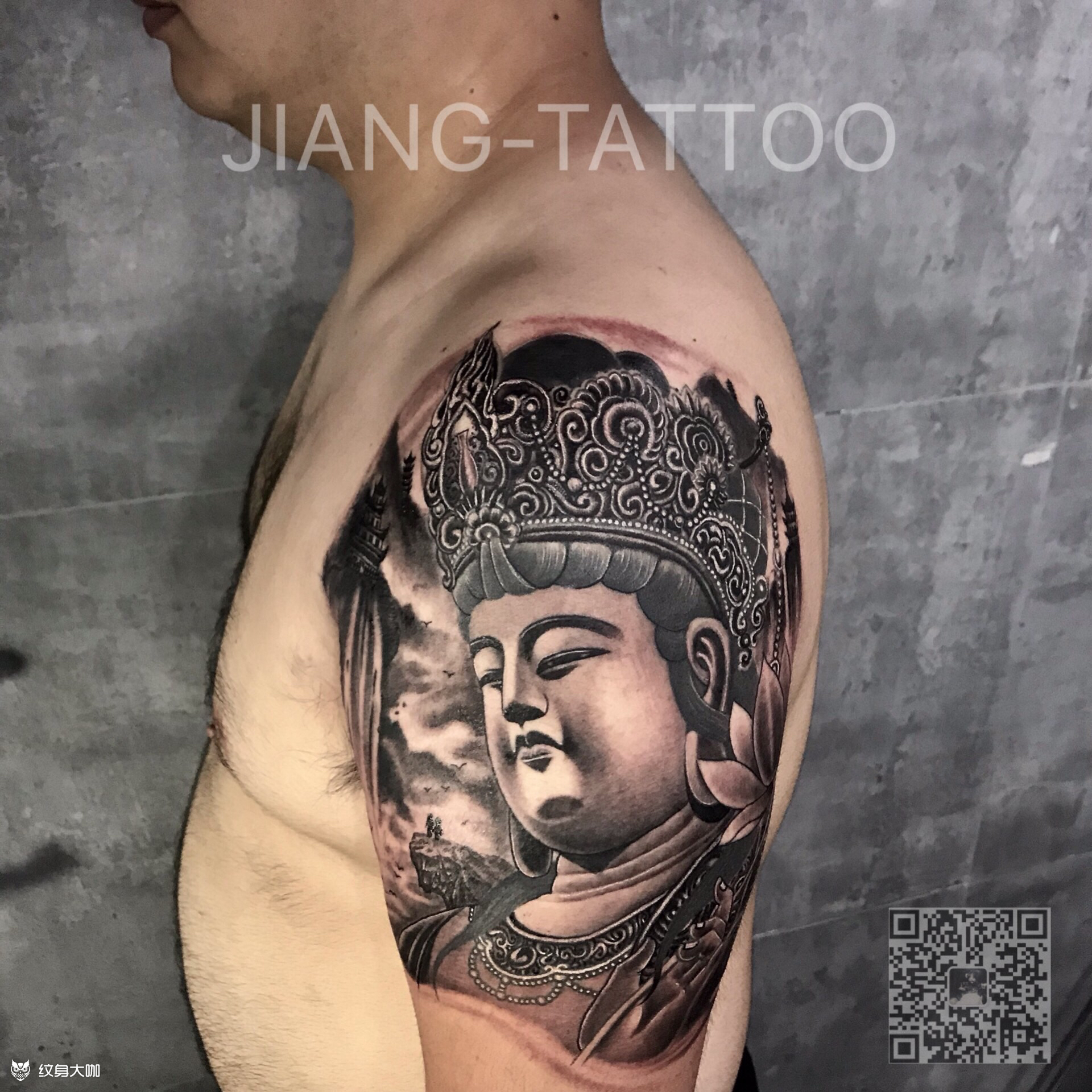 大势至菩萨_纹身图案手稿图片_李剑飞的纹身作品集