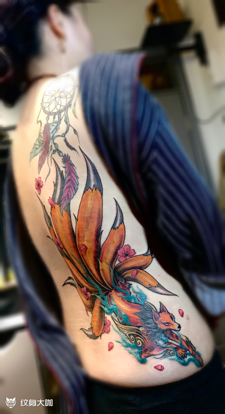 九尾狐_纹身图案手稿图片_牛晋北的纹身作品集