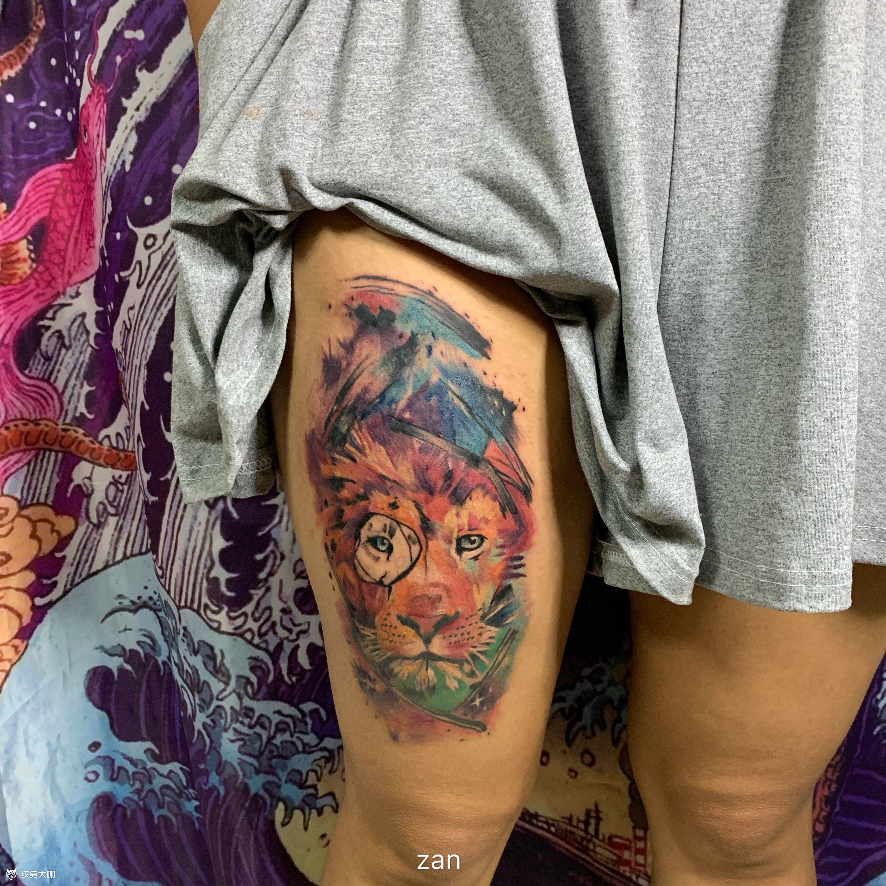 泼墨狮子_纹身图案手稿图片_zzzan的纹身作品集