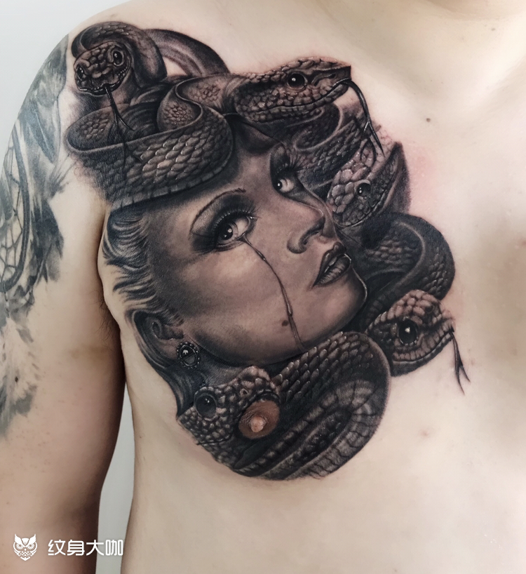 美杜莎_纹身图案手稿图片_李靖的纹身作品集