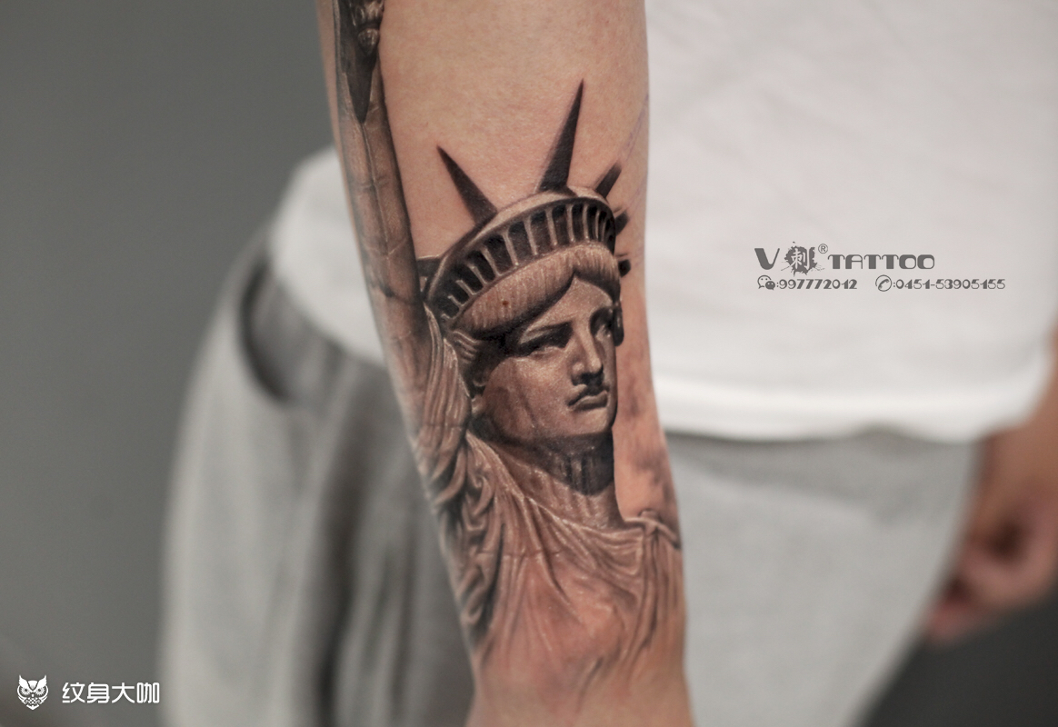 自由女神!_纹身图案手稿图片_阿v的纹身作品集