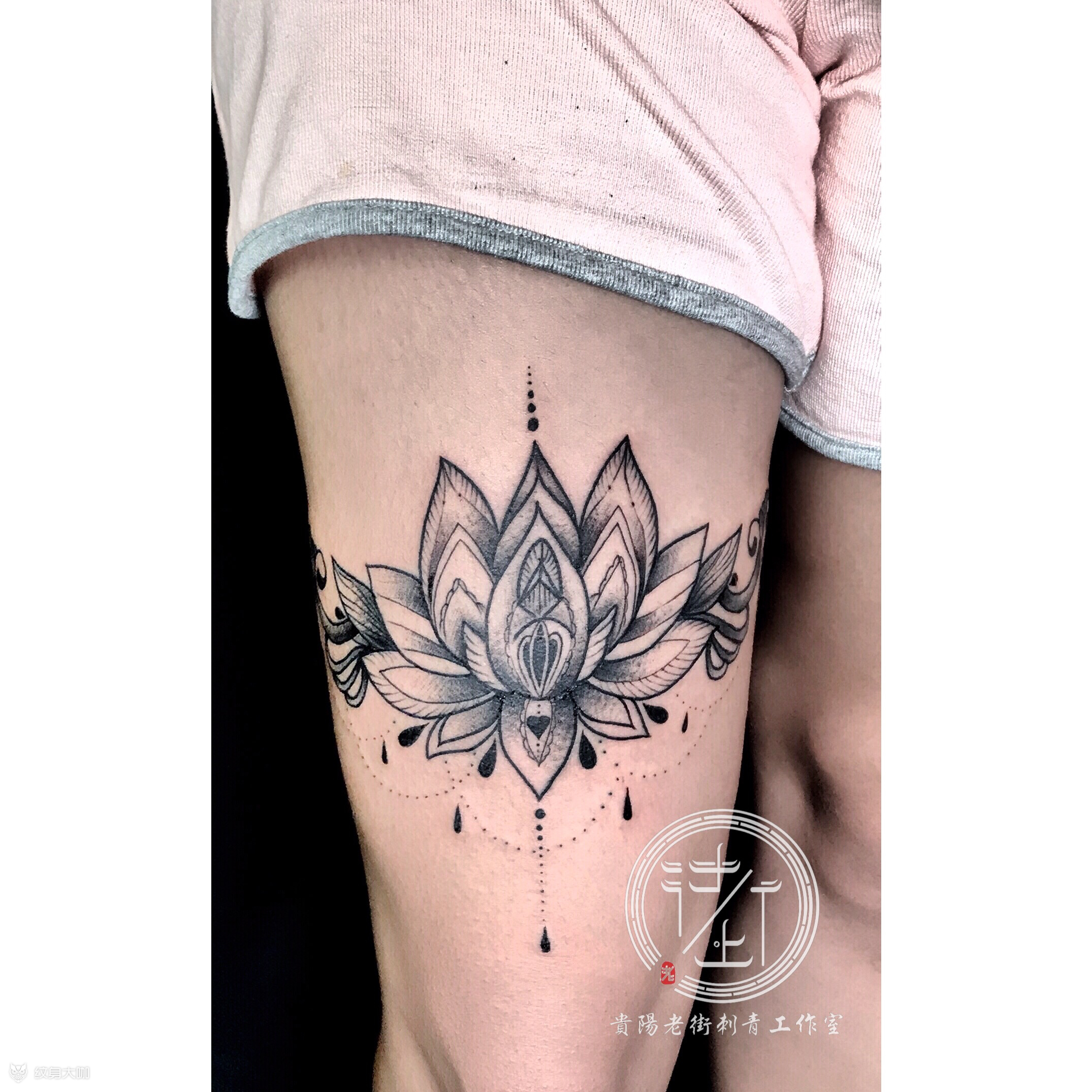 徒儿阿豪作品,大腿莲花._纹身吧社区 - 纹身大咖