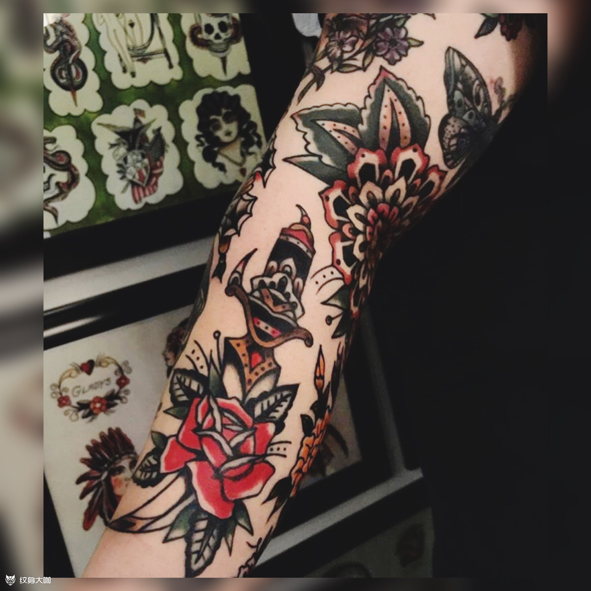 old school拼接_纹身图案手稿图片_赤艺的纹身作品集