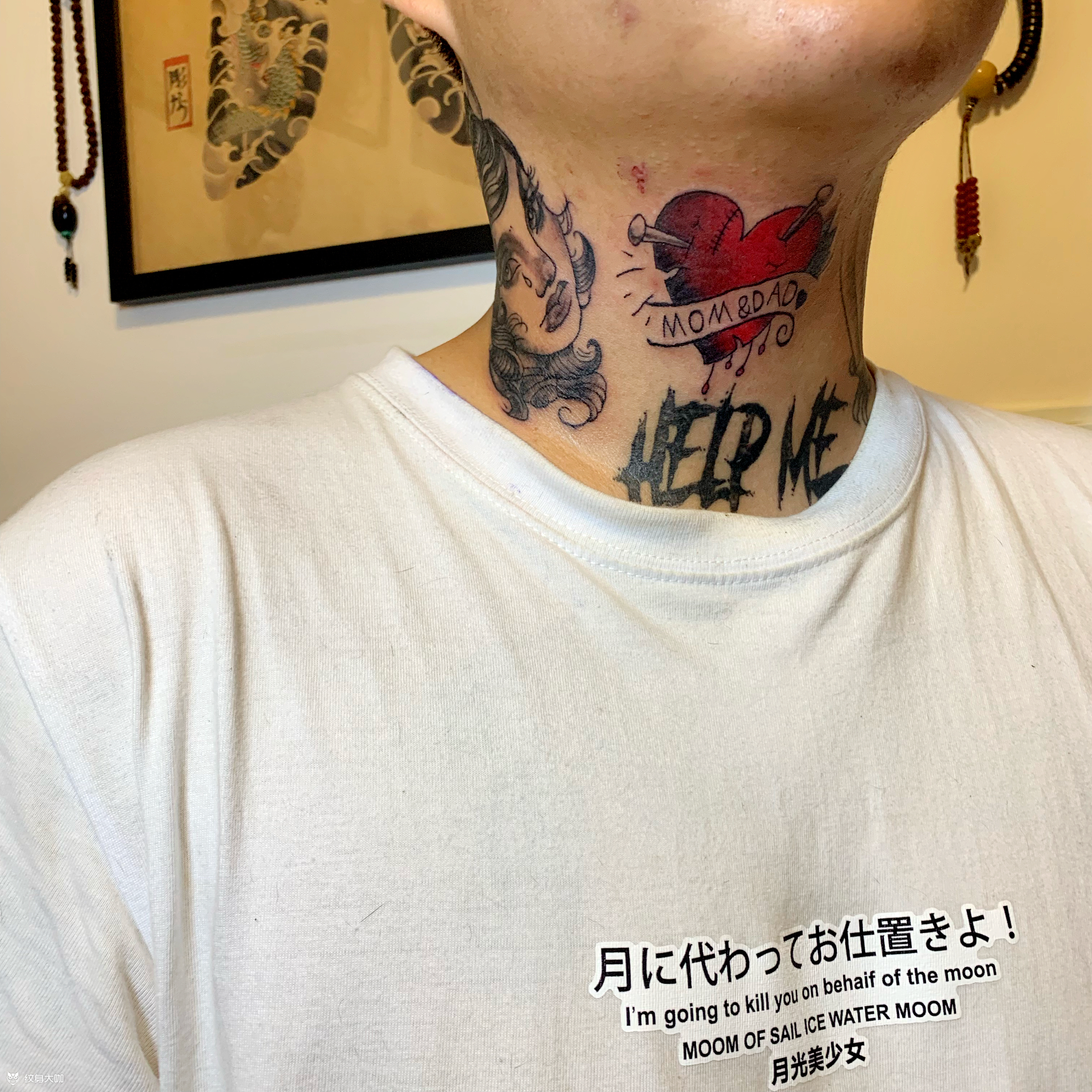 脖子爱心_纹身图案手稿图片_阿龙的纹身作品集