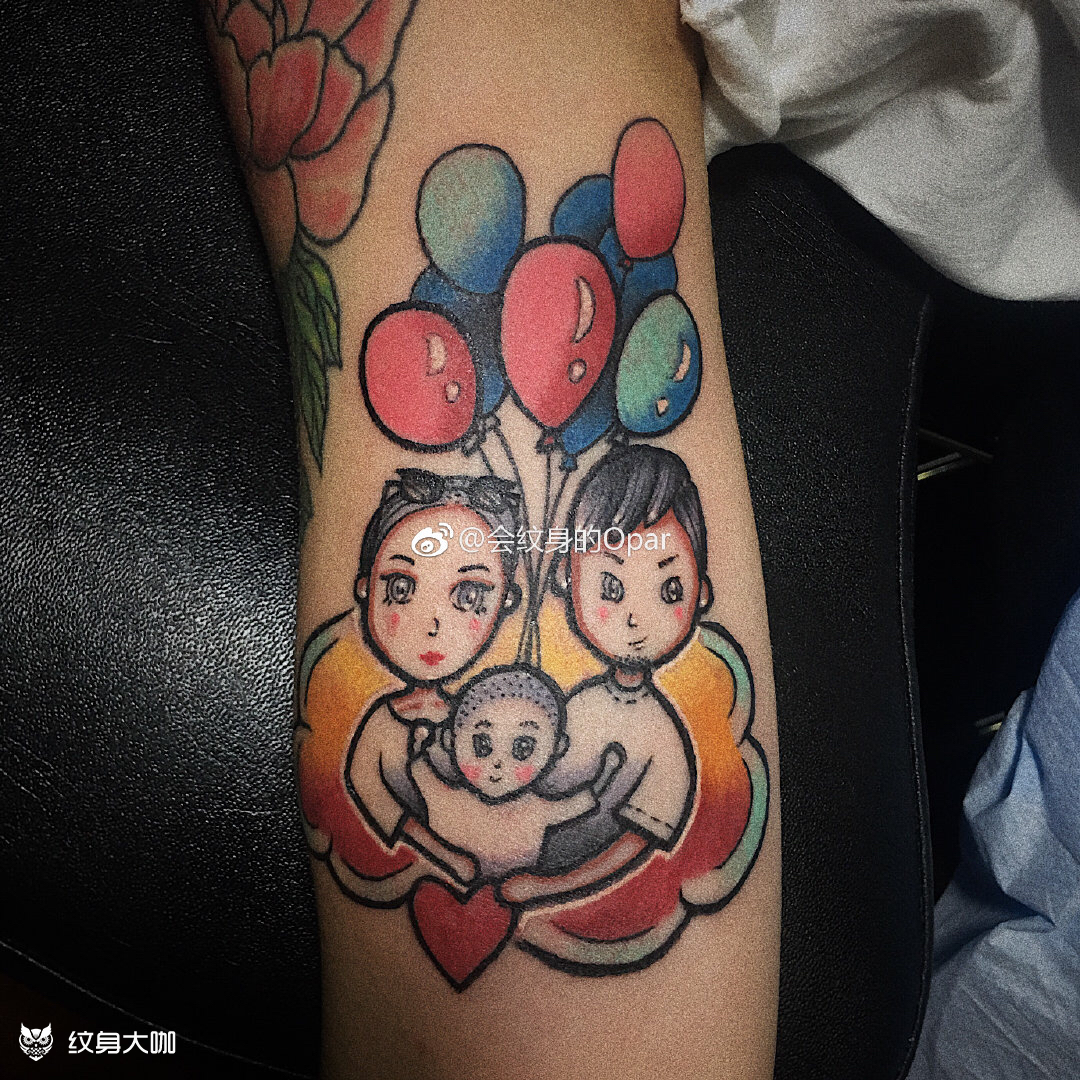 一家三口_纹身图案手稿图片_实一的纹身作品集