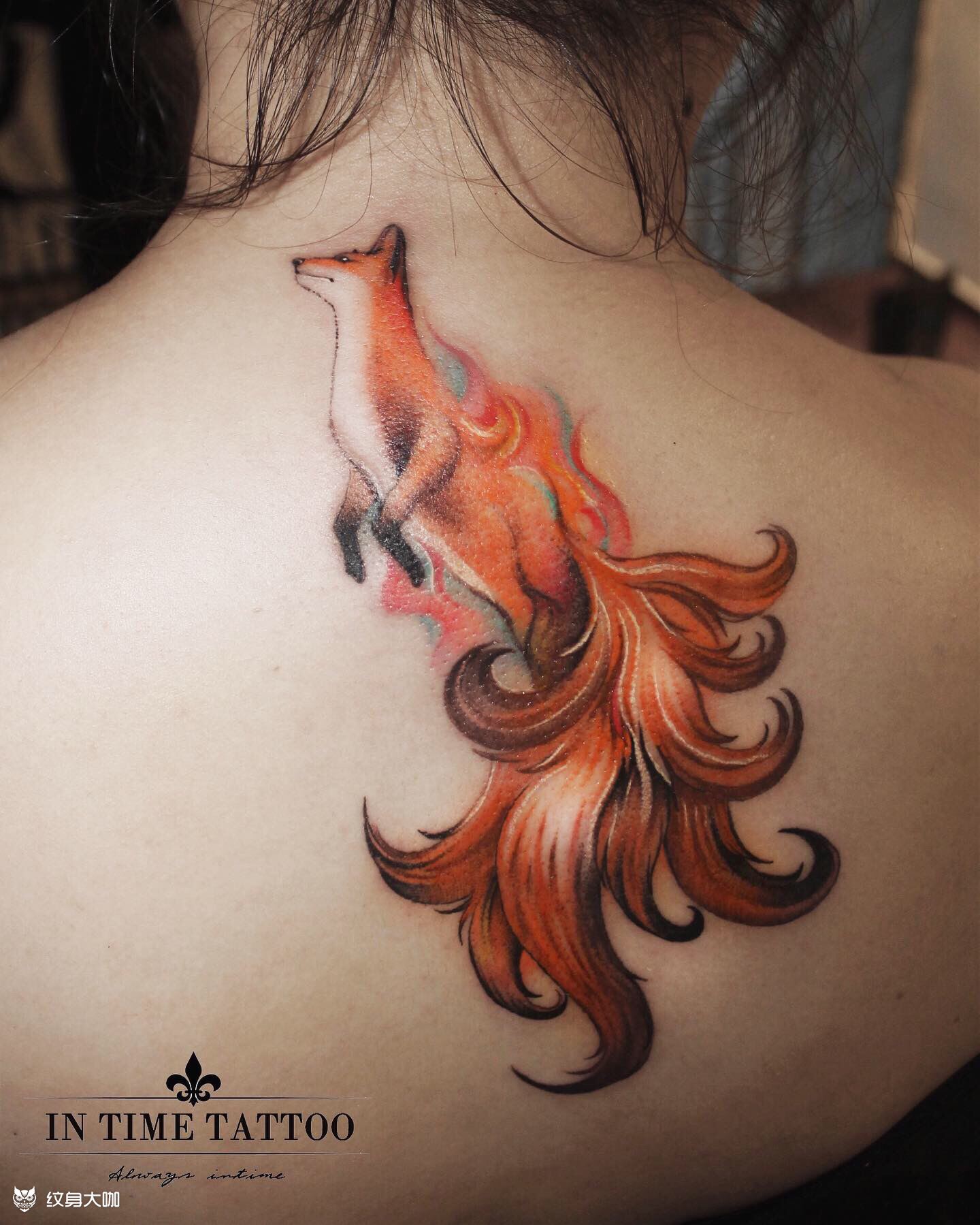 九尾狐_纹身图案手稿图片_travis时的纹身作品集