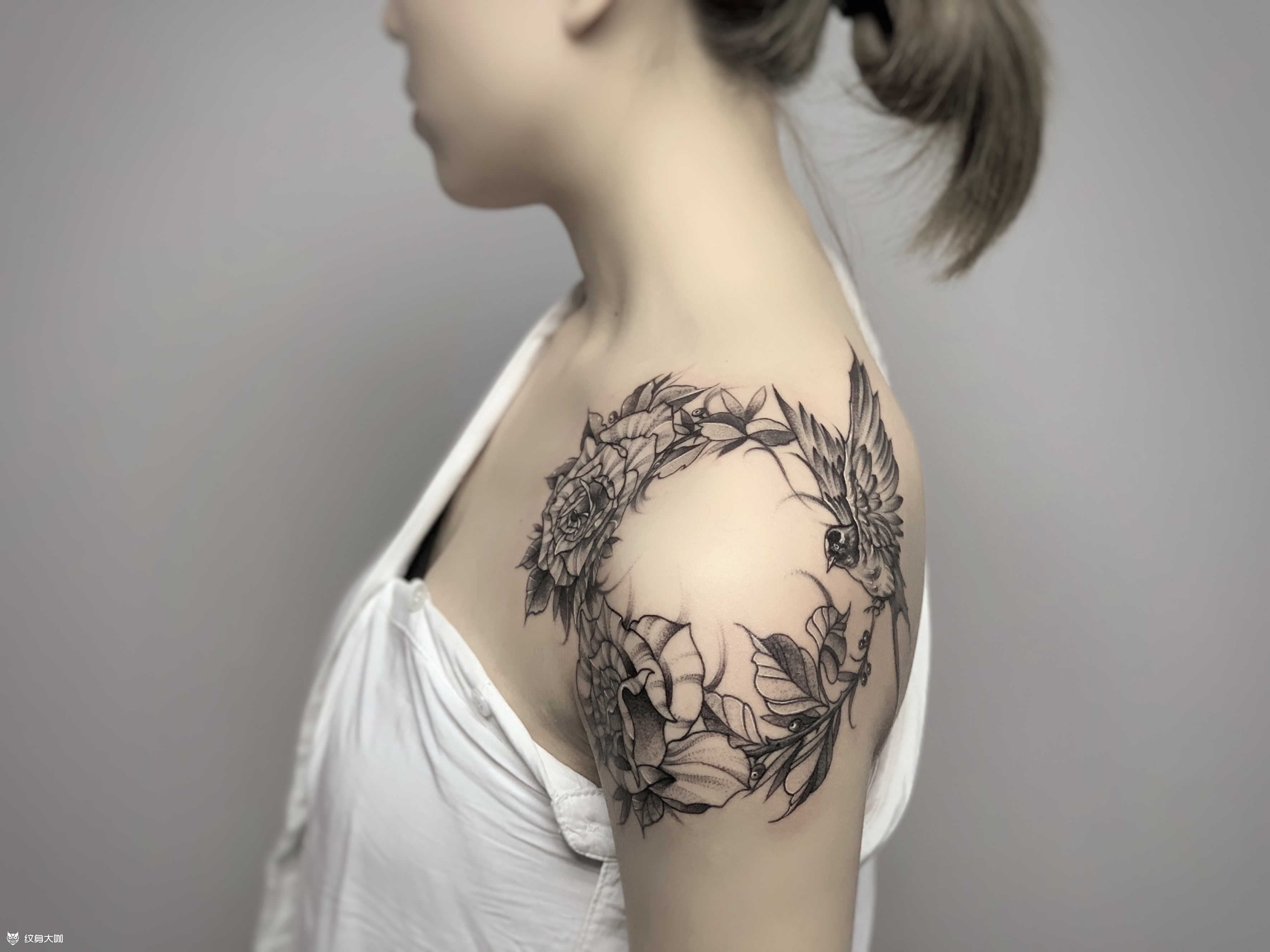 肩头花环_纹身图案手稿图片_晓鹏的纹身作品集