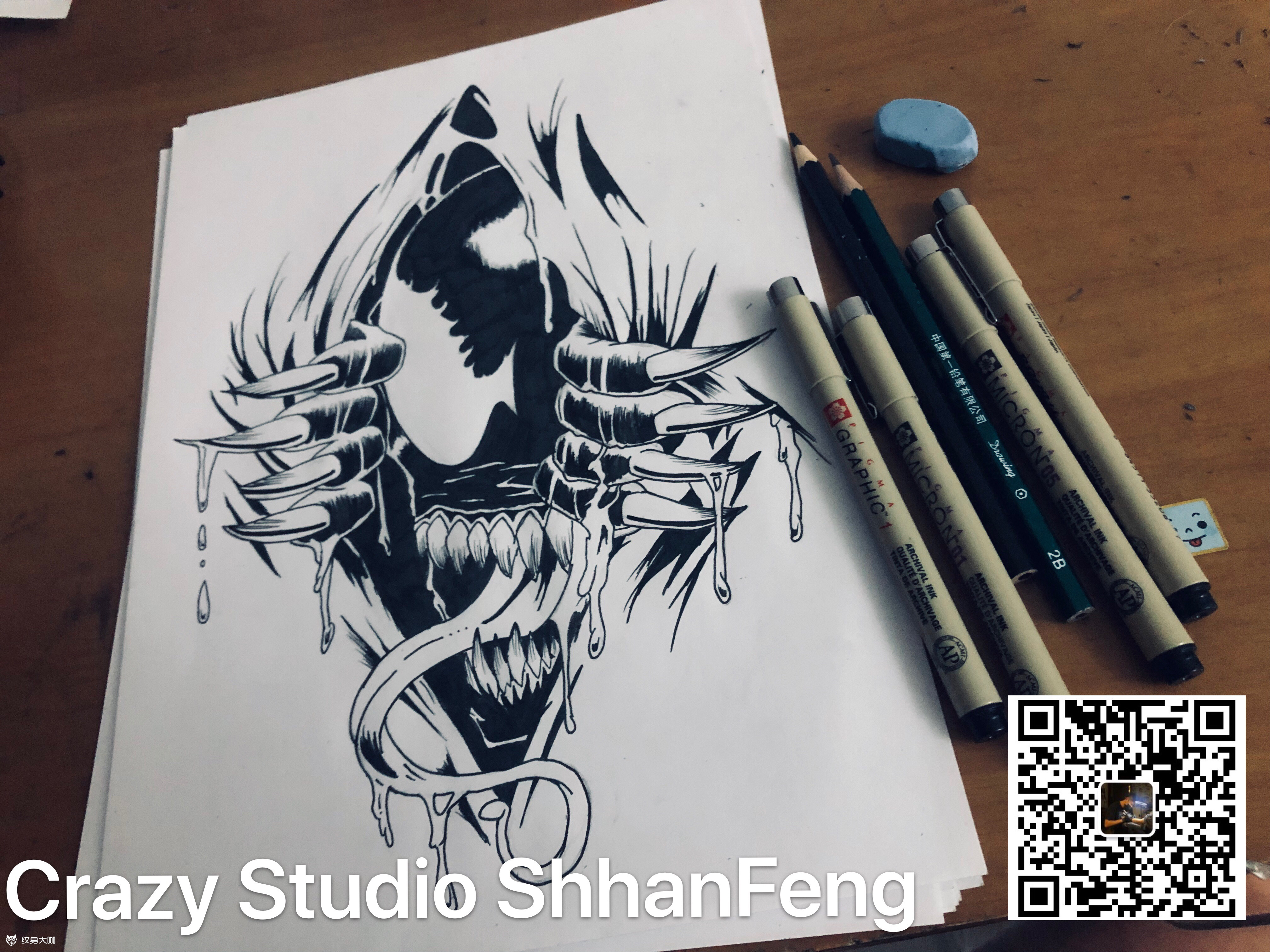 手稿 毒液_纹身图案手稿图片_周炜均的纹身作品集