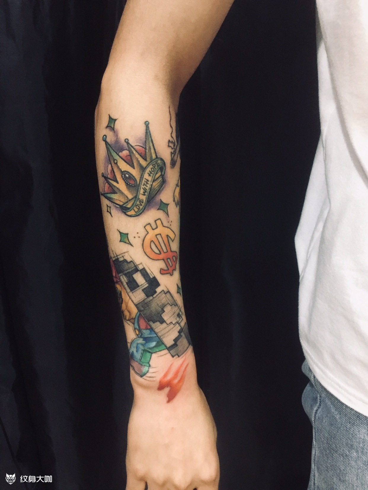 拼接花臂_纹身图案手稿图片_杜宗仙的纹身作品集