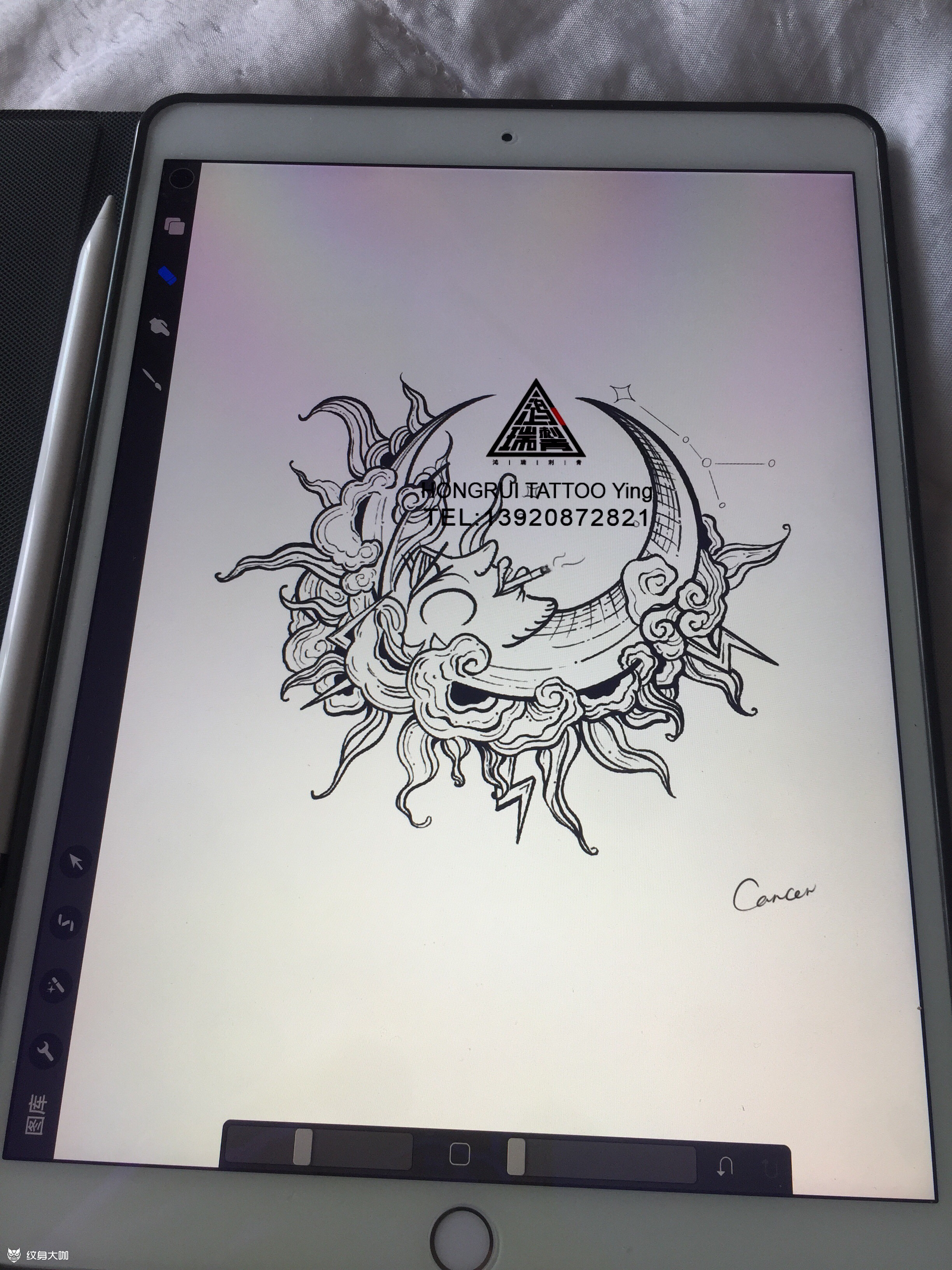 月神巨蟹座 手稿_纹身图案手稿图片_麻酱战白糖的纹身作品集