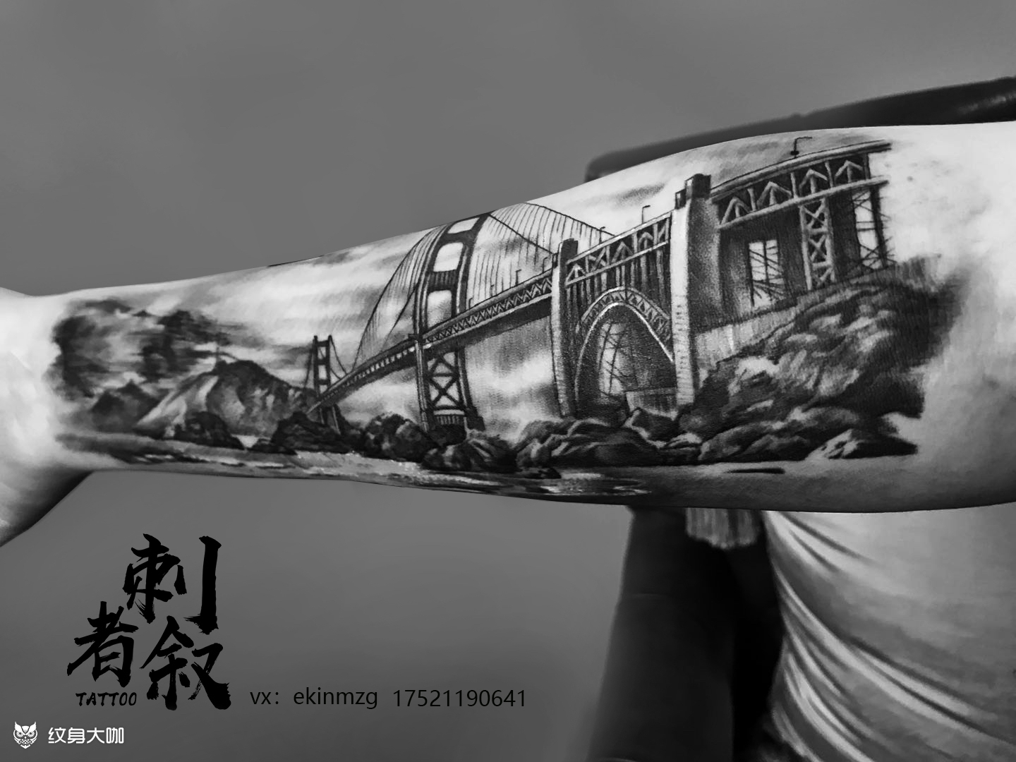 金门大桥_纹身图案手稿图片_xuink-志海的纹身作品集