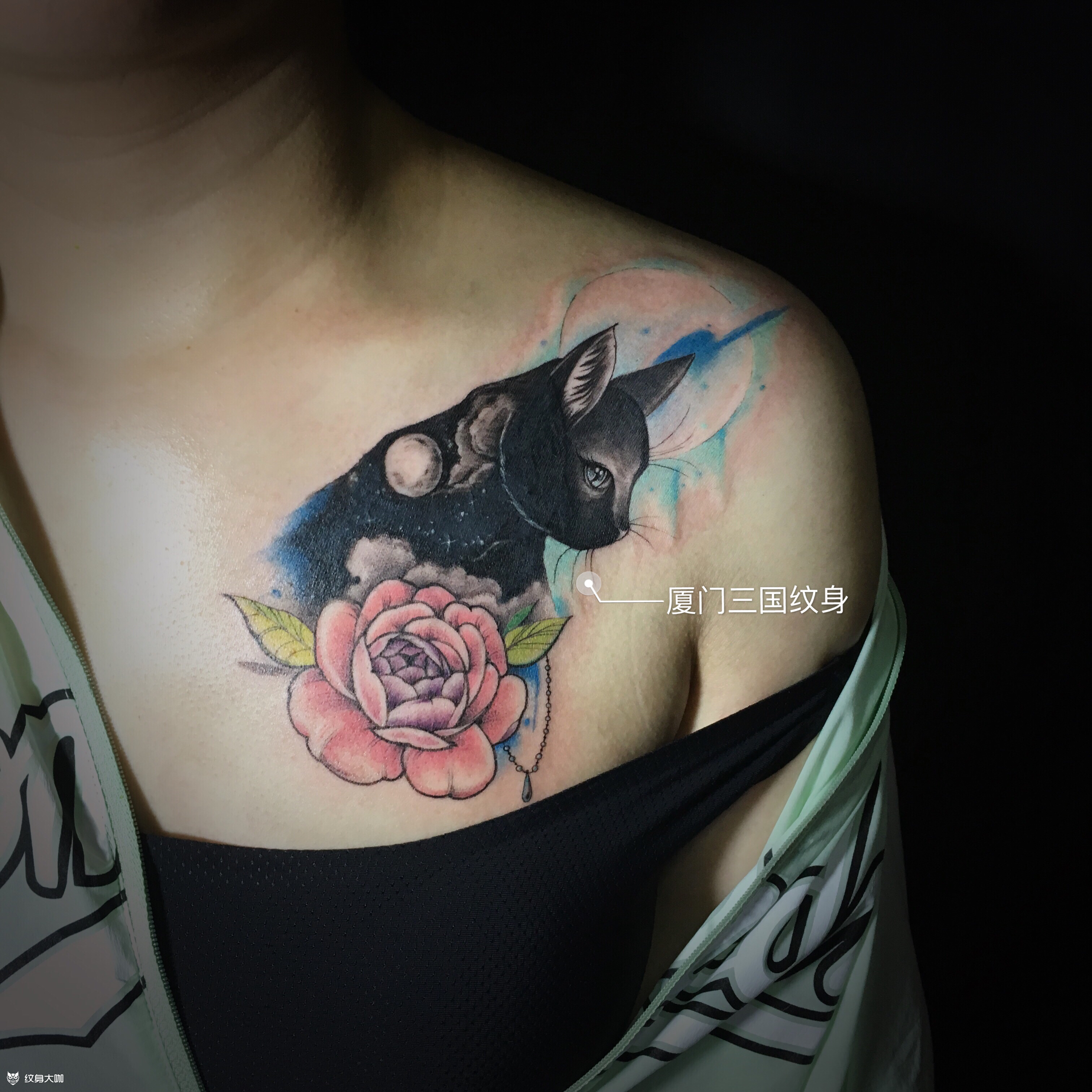 小黑猫(遮盖作品)_纹身图案手稿图片_张洪坤的纹身作品集