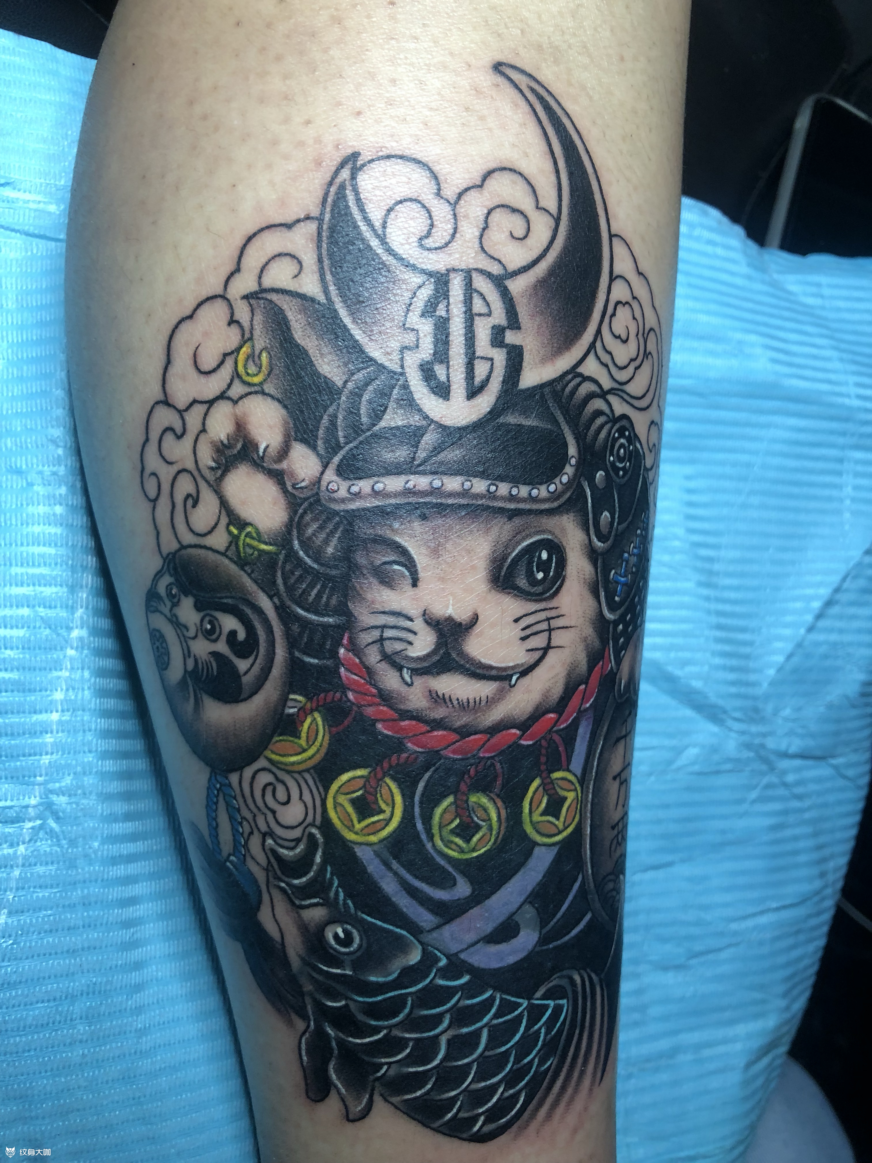 招财猫遮盖_纹身图案手稿图片_小贝的纹身作品集