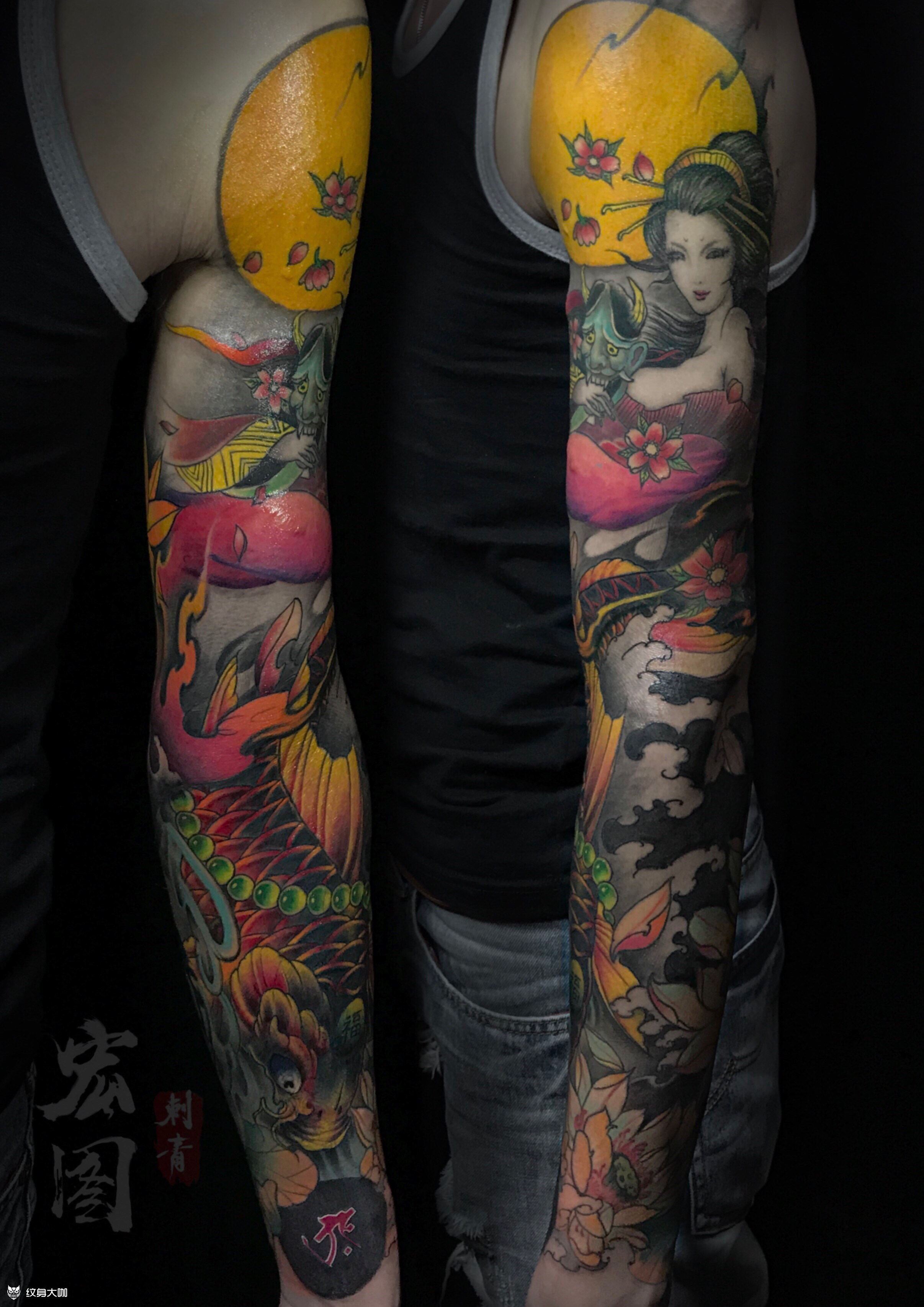 花臂_纹身图案手稿图片_宏林的纹身作品集