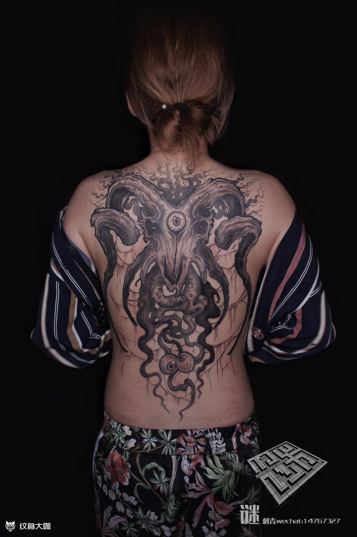 满背撒旦_纹身图案手稿图片_剑豪的纹身作品集
