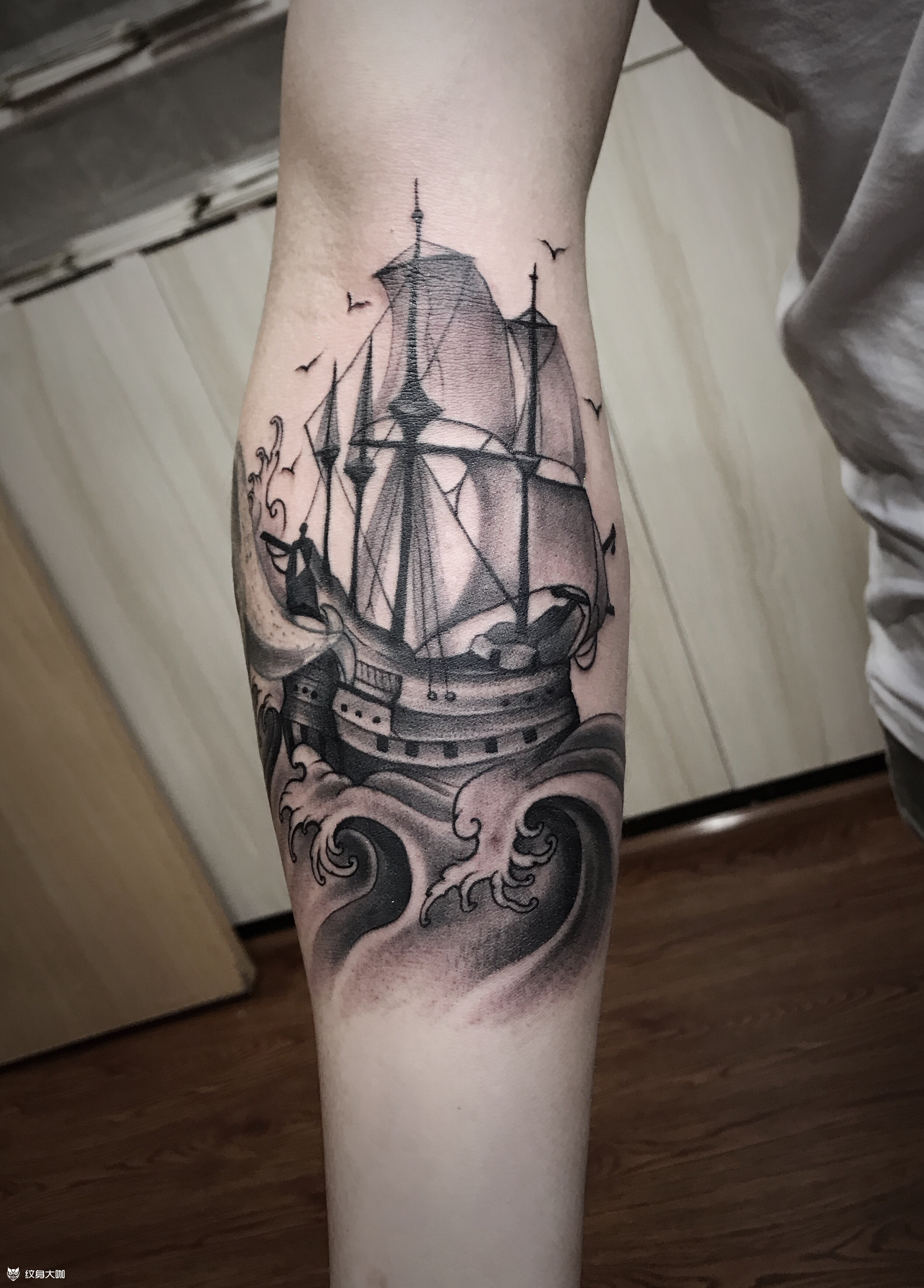 帆船_纹身图案手稿图片_胡宇的纹身作品集