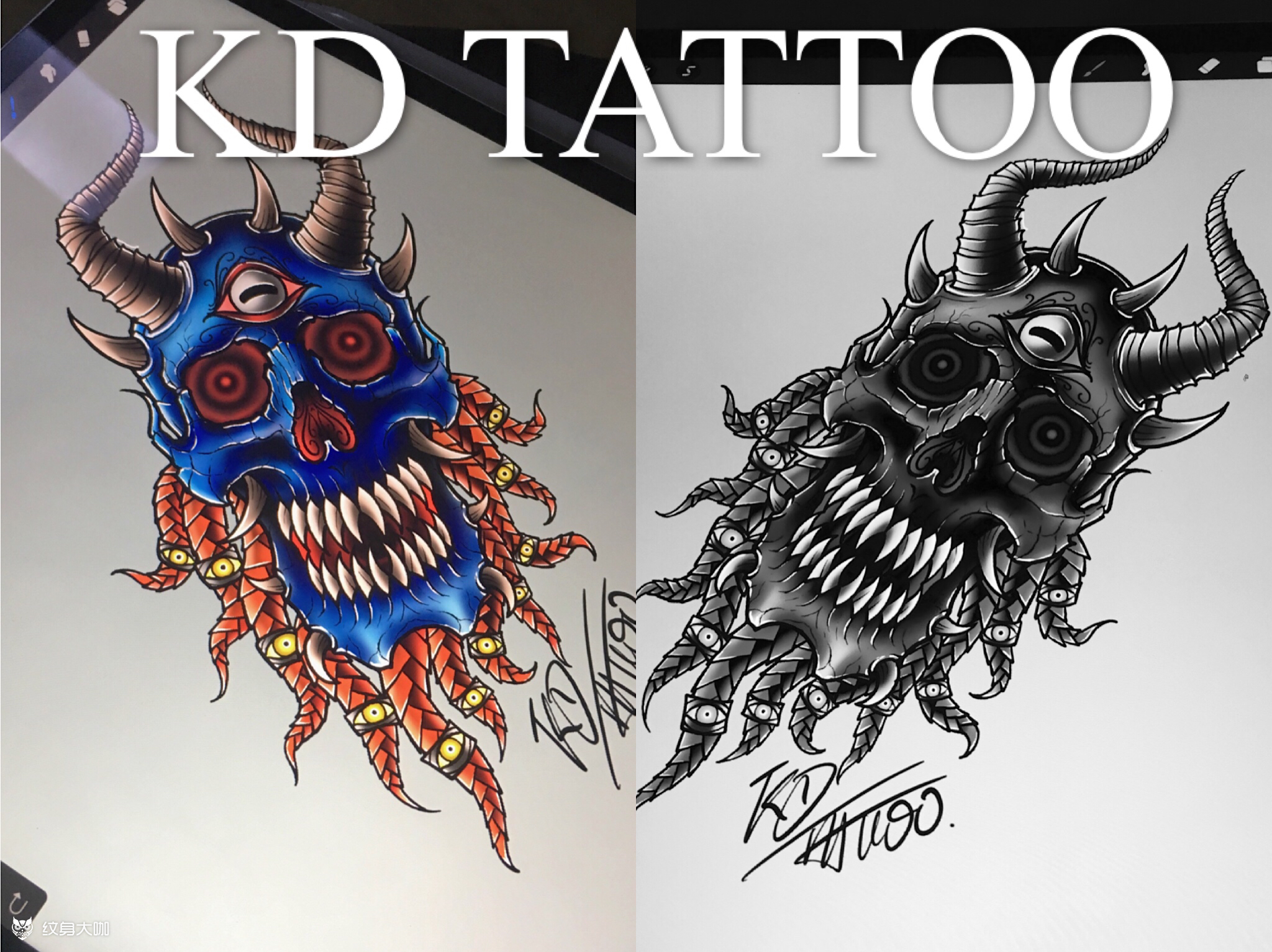 恶魔_纹身图案手稿图片_kd的纹身作品集