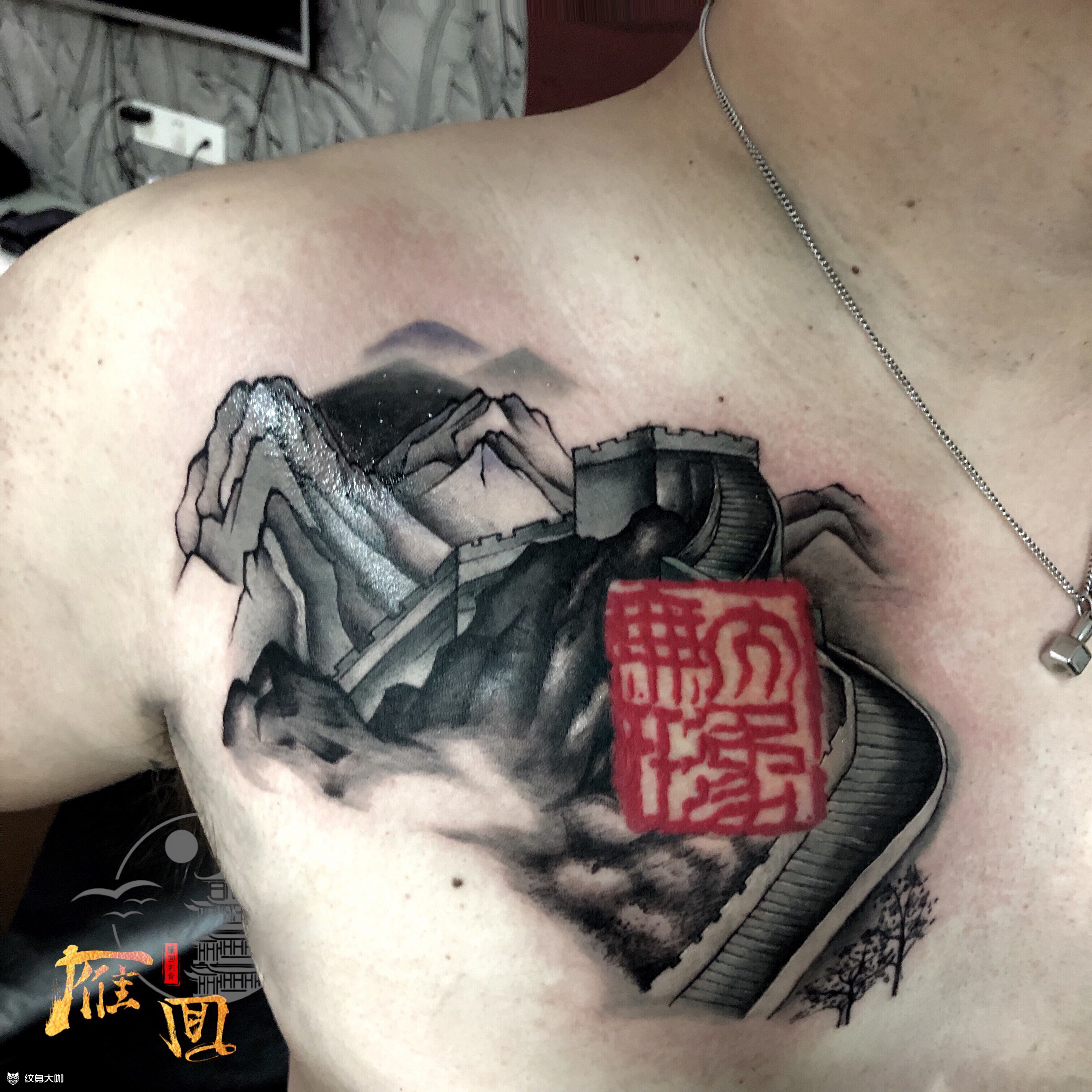 山水_纹身图案手稿图片_魏诗倩的纹身作品集