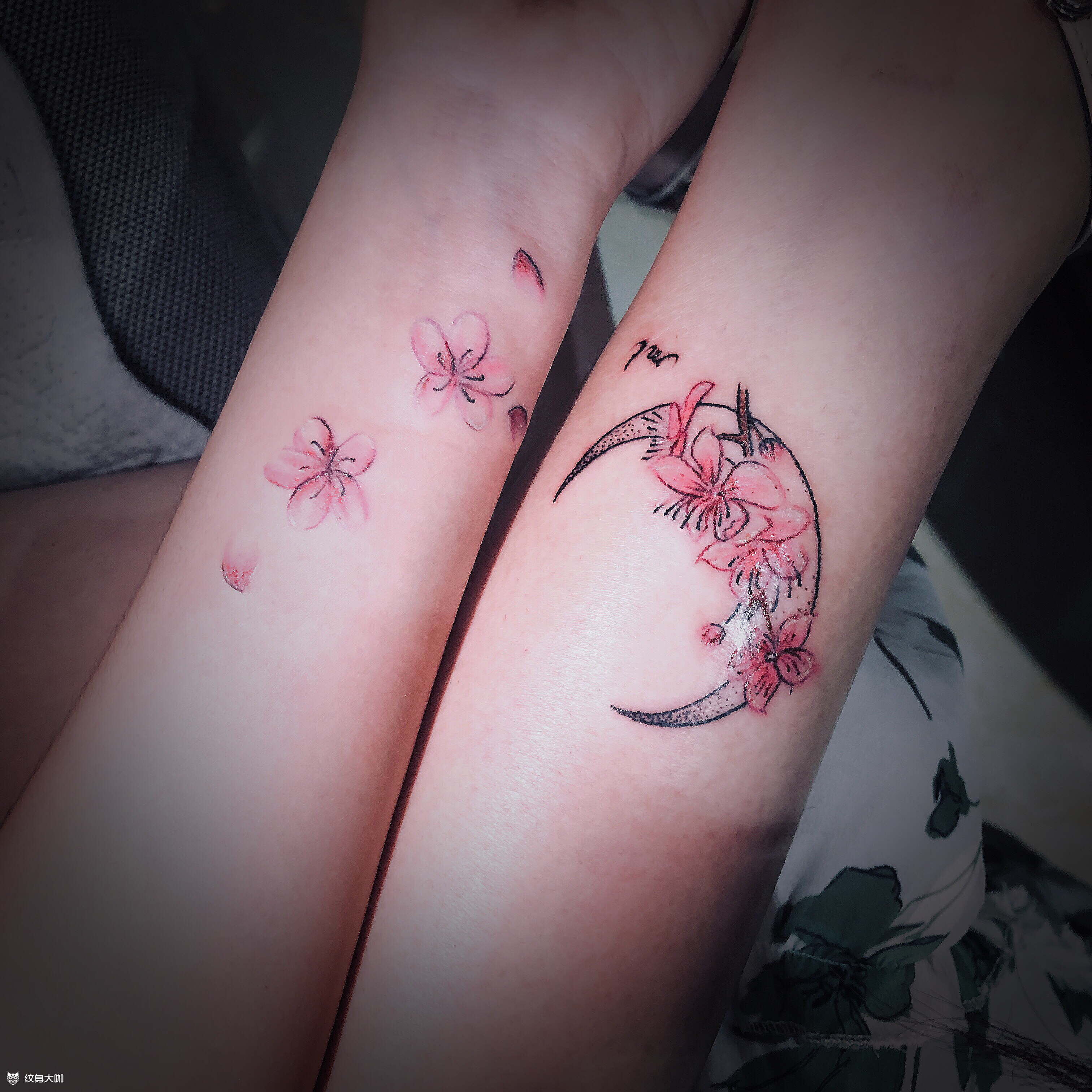 姐妹樱花_纹身图案手稿图片_方波的纹身作品集