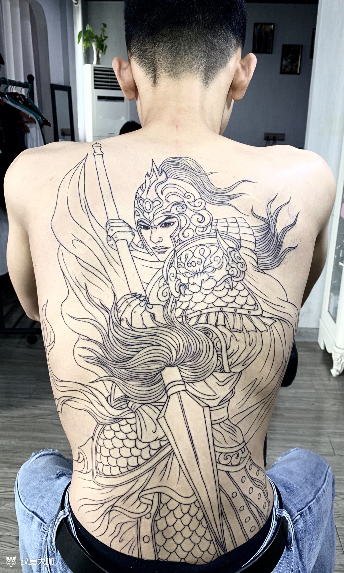 满背赵云线条_纹身图案手稿图片_丫丫的纹身作品集