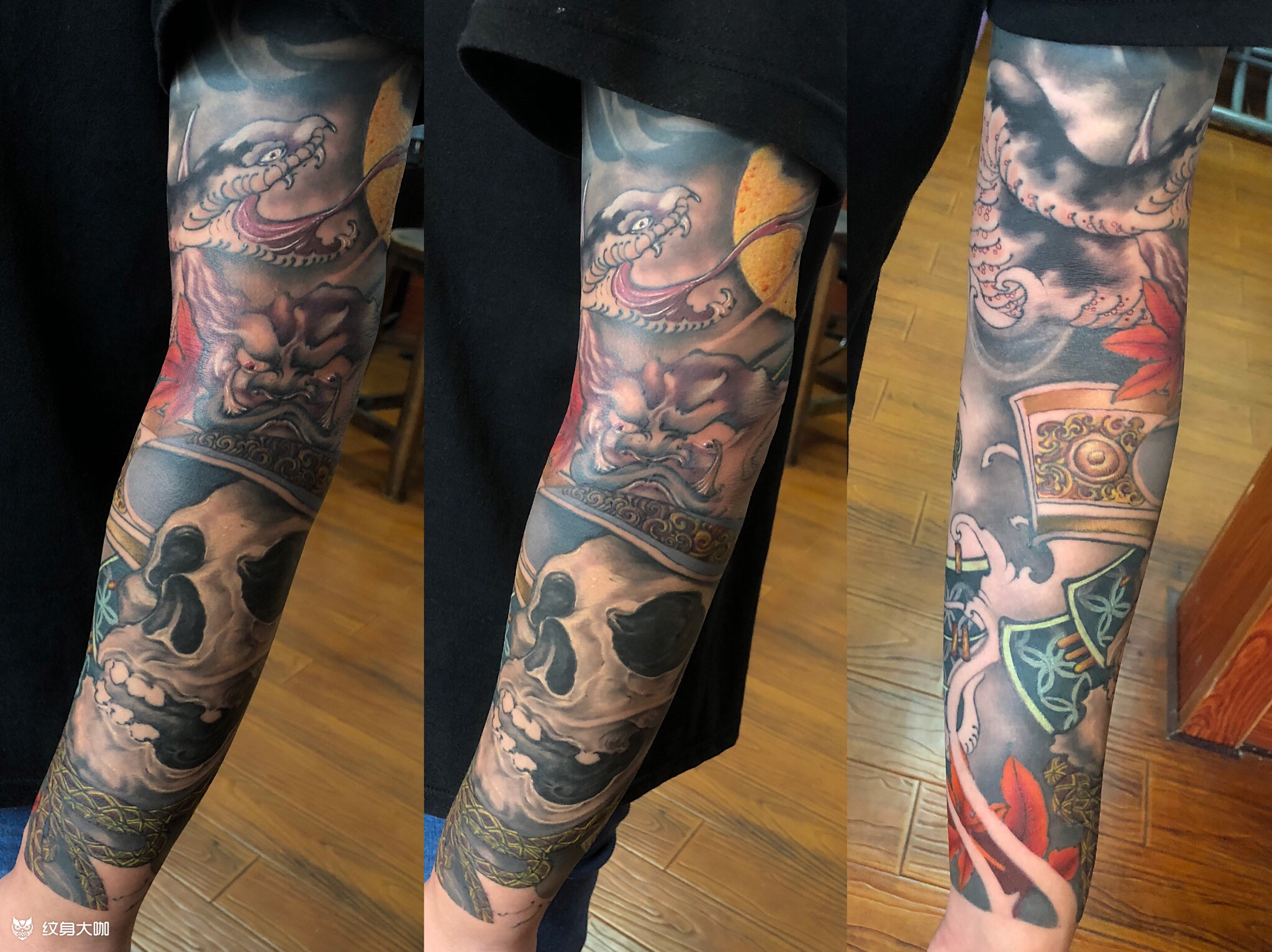 花臂_纹身图案手稿图片_晓珑ink的纹身作品集