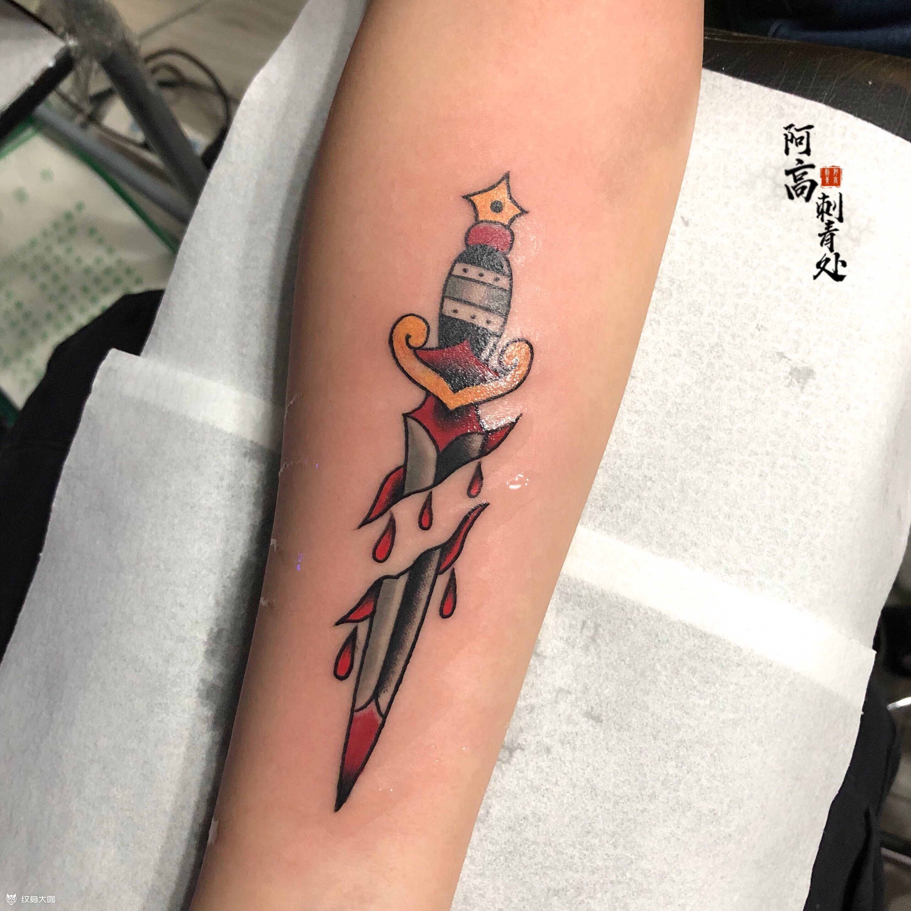 old school匕首_纹身图案手稿图片_阿高的纹身作品集