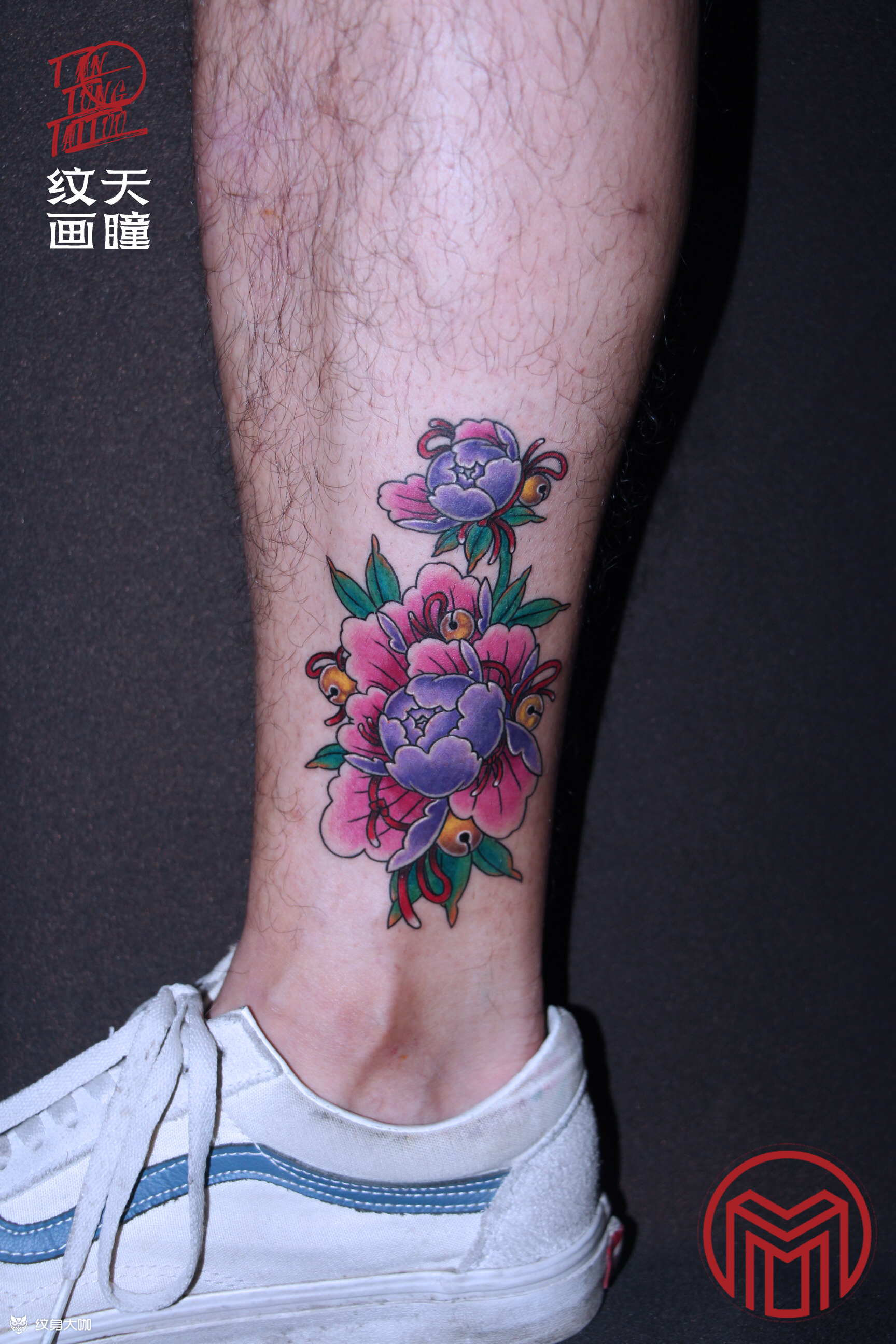 小腿牡丹_纹身图案手稿图片_tattoo-m的纹身作品集