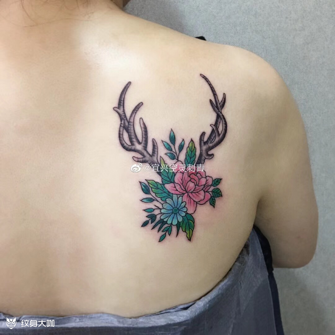 鹿角_纹身图案手稿图片_阿威的纹身作品集