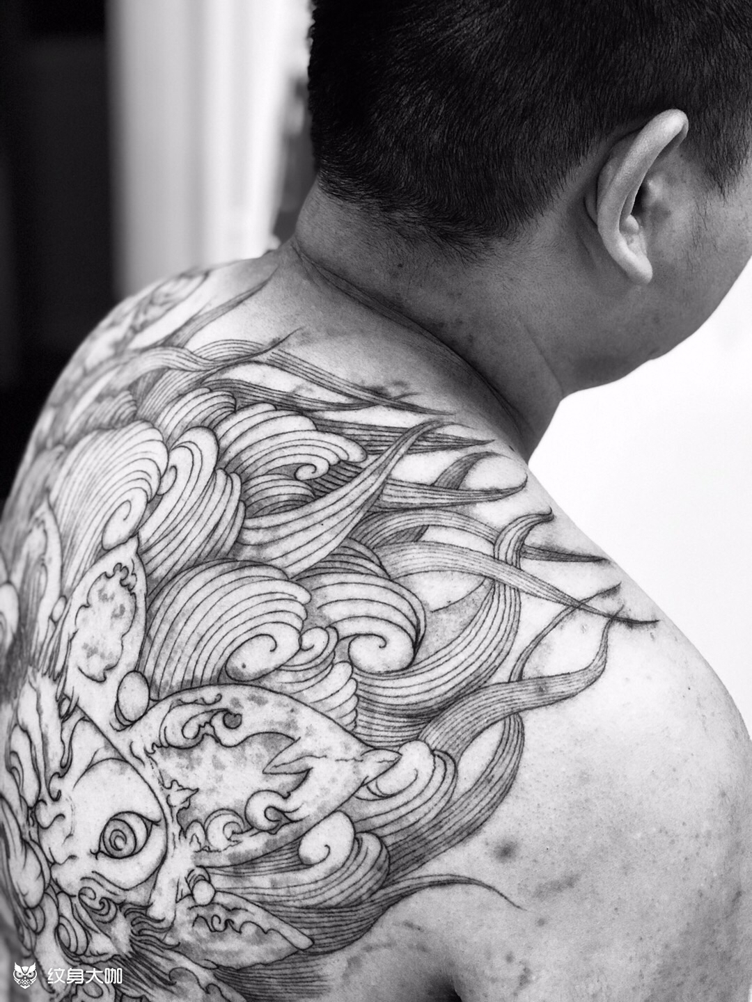 会动的大黑天,第一遍线条完成#_纹身图案手稿图片_刘鑫的纹身作品集