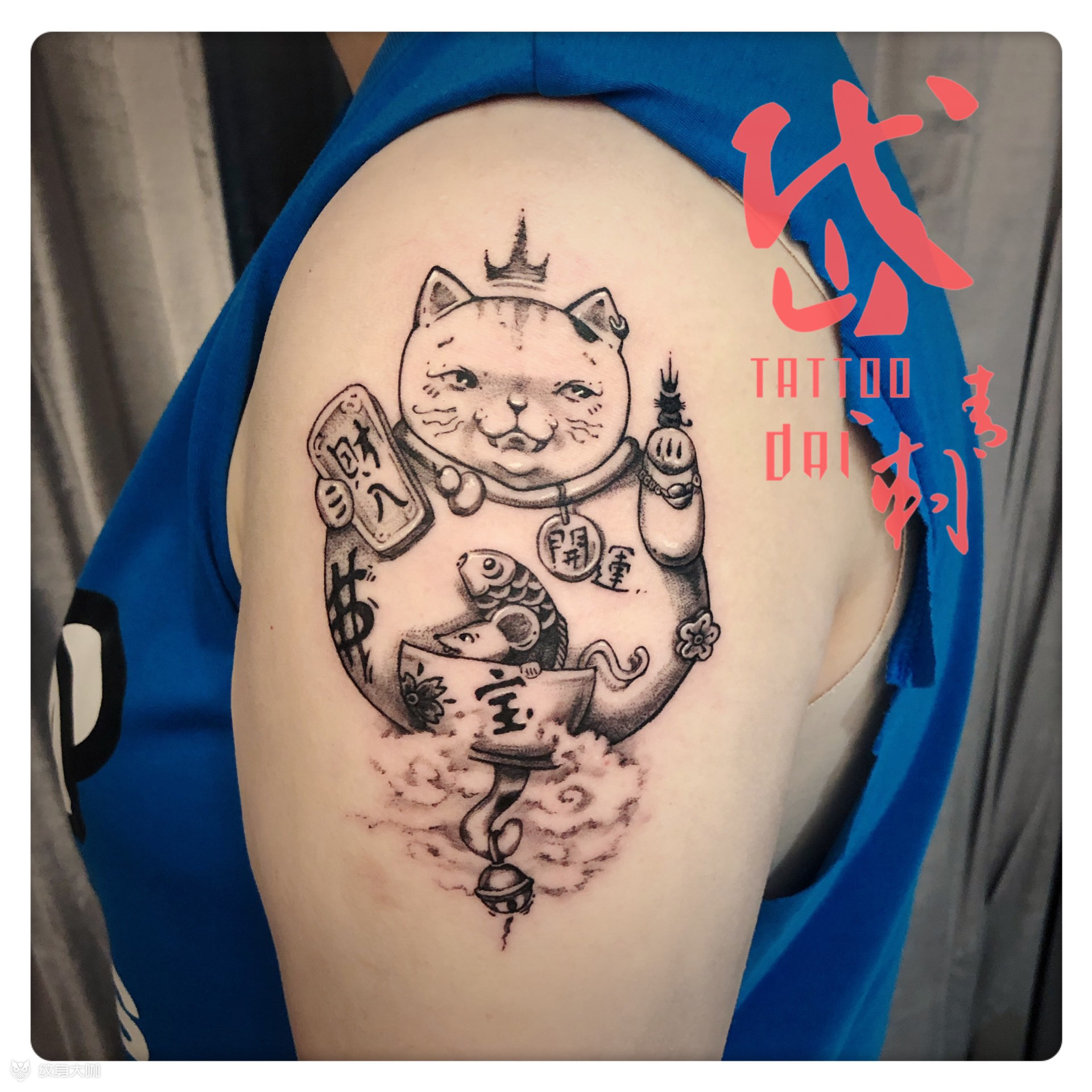 招财猫_纹身图案手稿图片_戴珊的纹身作品集