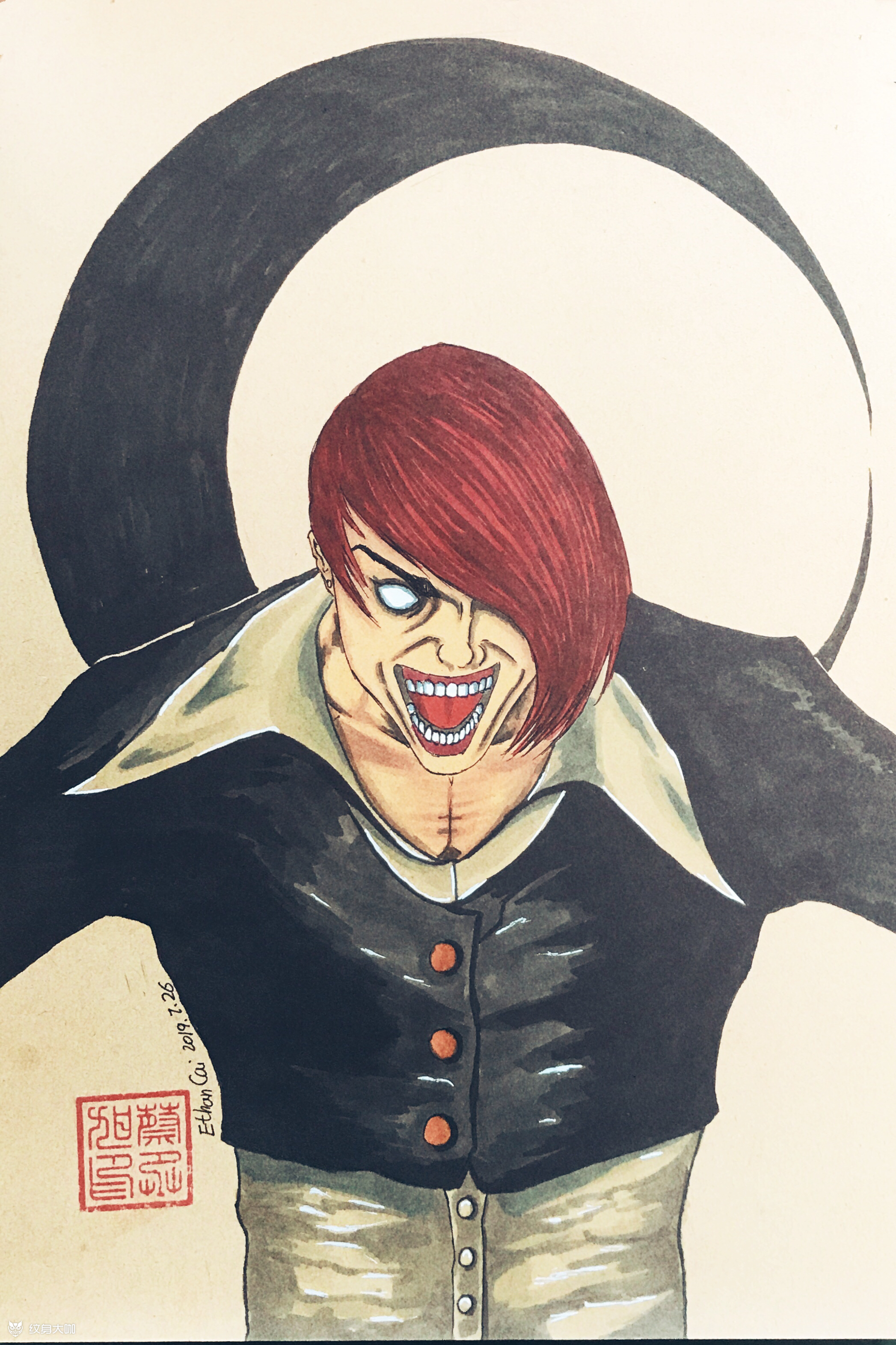 八神庵_纹身图案手稿图片_蔡师傅的纹身作品集