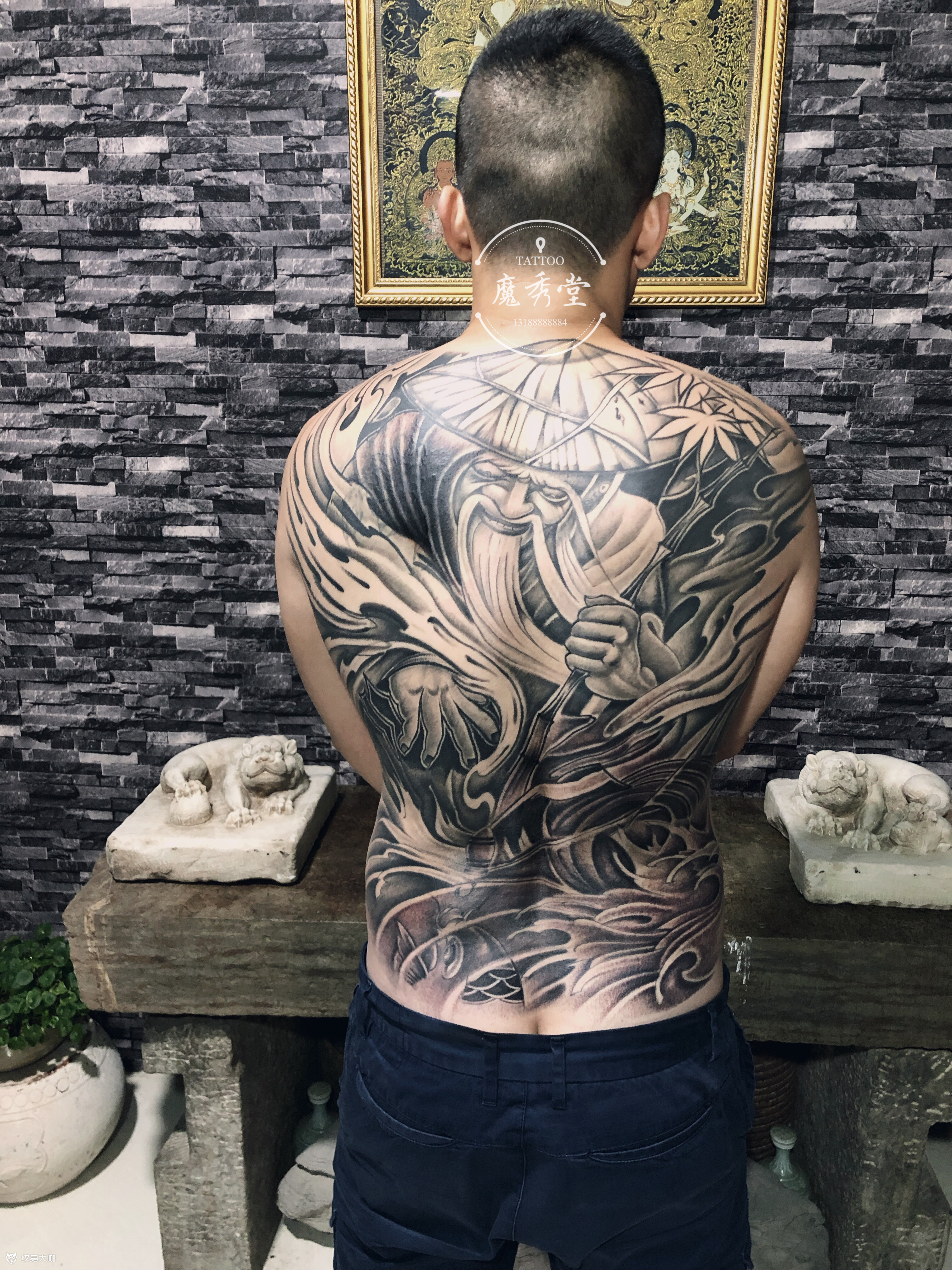 姜太公 钓鱼_纹身图案手稿图片_魔秀堂纹身的纹身作品集