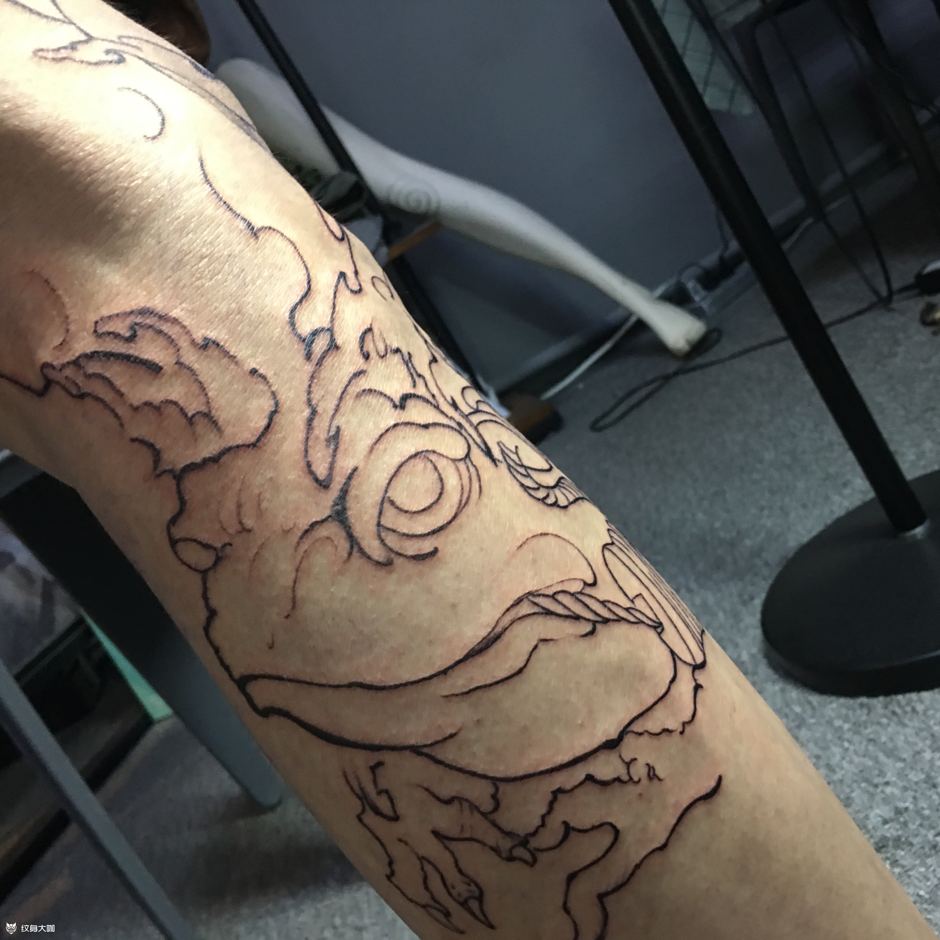 花腿 线条_纹身图案手稿图片_echo的纹身作品集