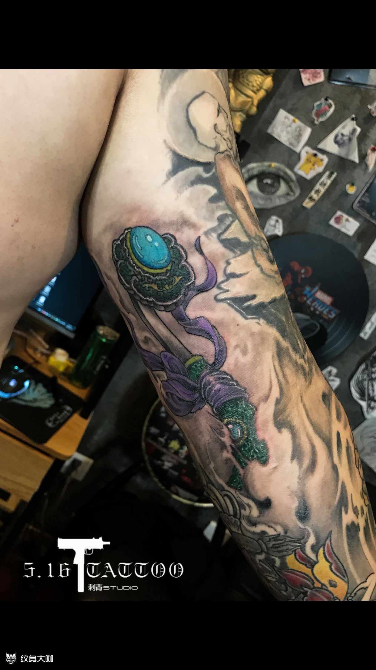 大臂内侧 如意_纹身图案手稿图片_小水的纹身作品集