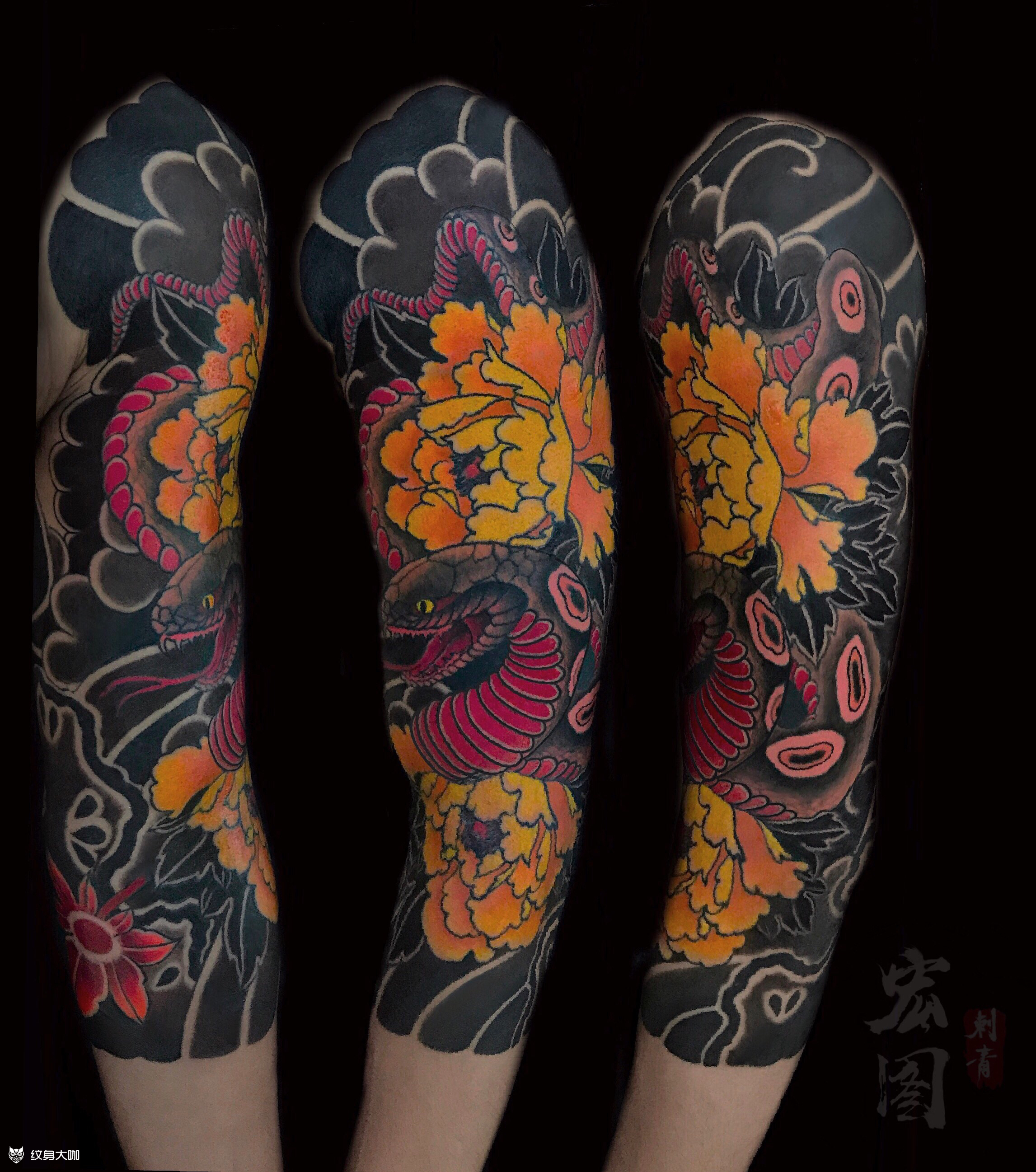 老传统_纹身图案手稿图片_宏林的纹身作品集