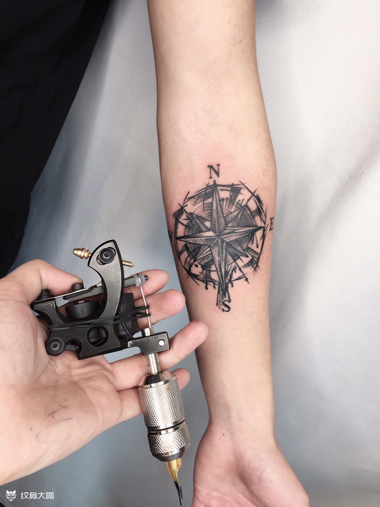 罗盘_纹身图案手稿图片_阿文的纹身作品集